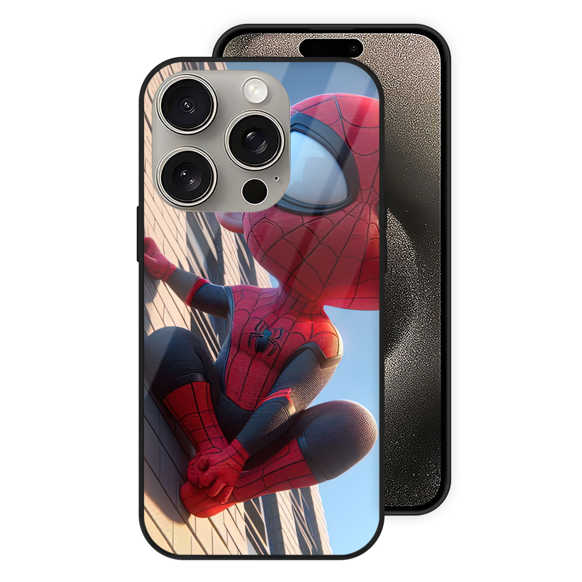 Spider Man スパイダーマン 【iPhone15Pro対応】スマホケース 耐衝撃＆黄変防止 背面ガラス