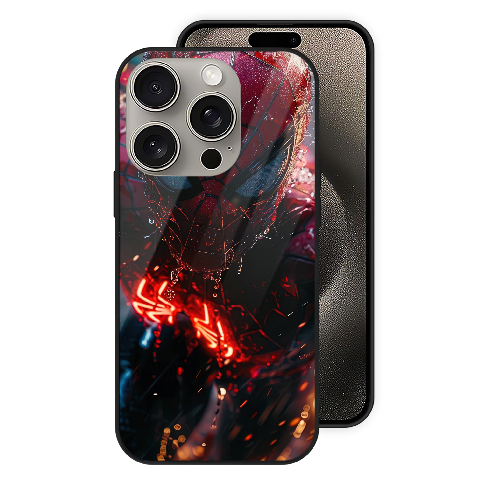 （画像用） Spider Man スパイダーマン 【iPhone15Pro対応】スマホケース 耐衝撃＆黄変防止 背面ガラス