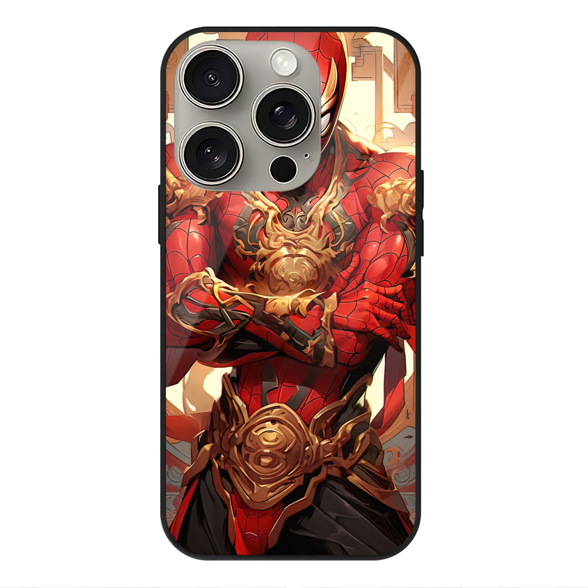 （画像用） Spider Man スパイダーマン 【iPhone15Pro対応】スマホケース 耐衝撃＆黄変防止 背面ガラス