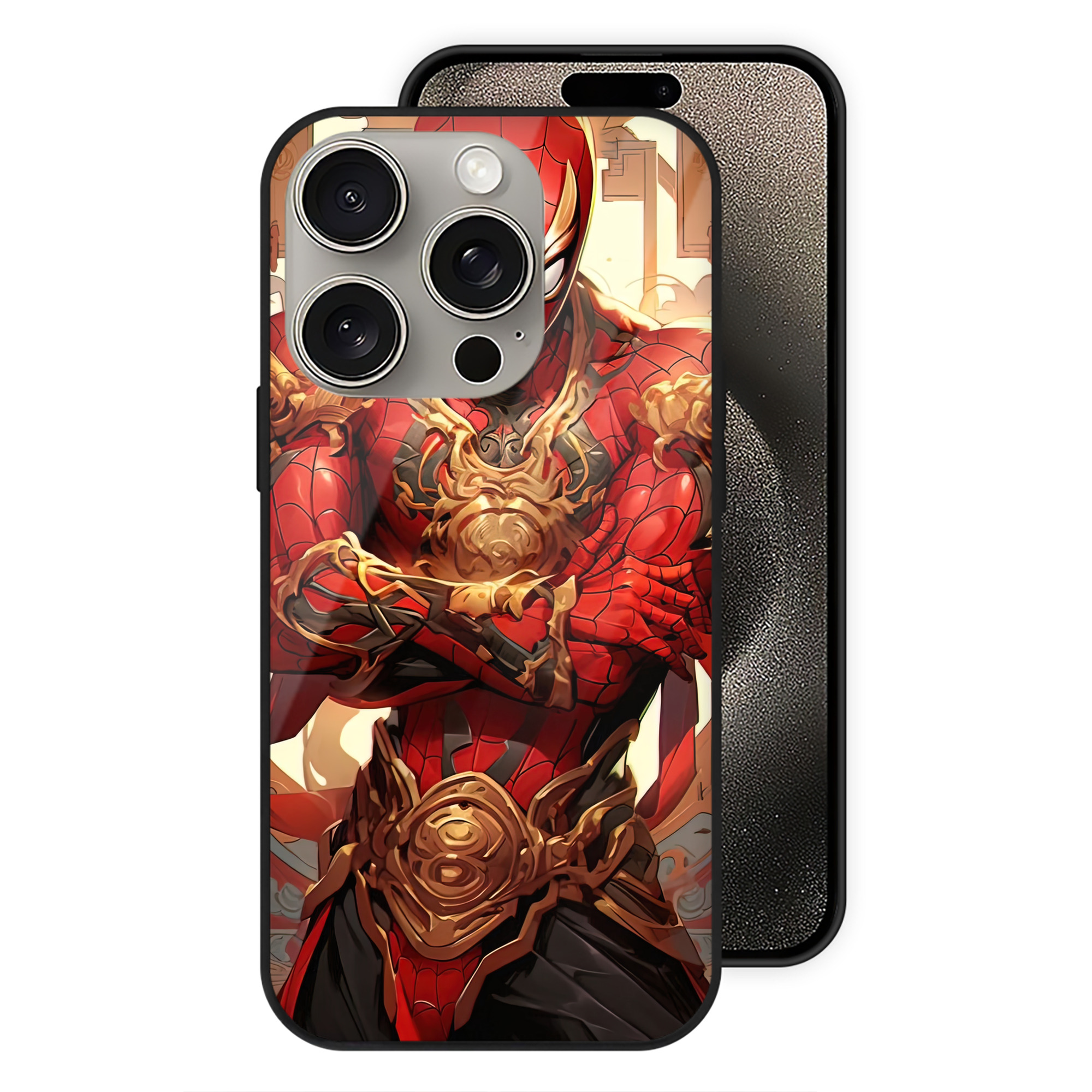 （画像用） Spider Man スパイダーマン 【iPhone15Pro対応】スマホケース 耐衝撃＆黄変防止 背面ガラス