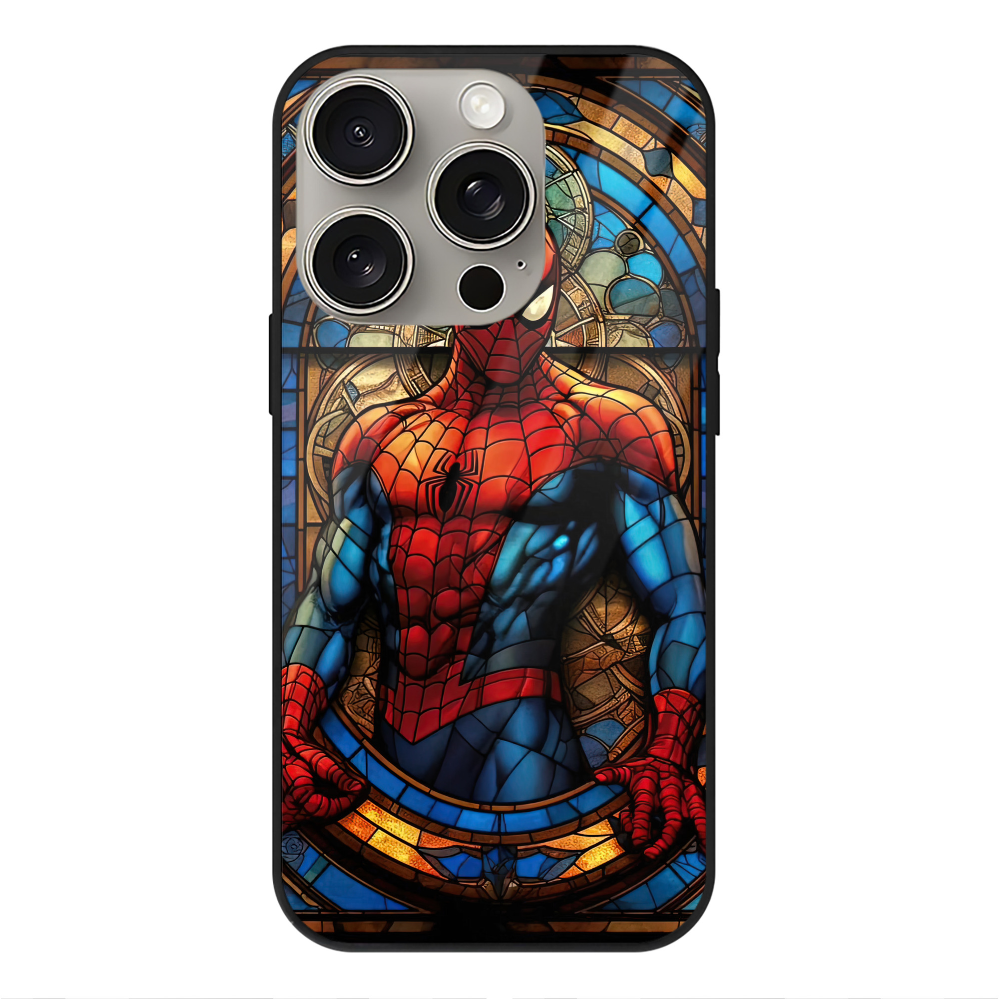 （画像用） Spider Man スパイダーマン 【iPhone15Pro対応】スマホケース 耐衝撃＆黄変防止 背面ガラス