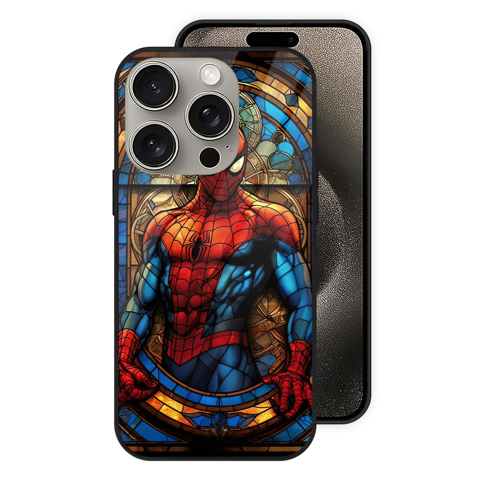 （画像用） Spider Man スパイダーマン 【iPhone15Pro対応】スマホケース 耐衝撃＆黄変防止 背面ガラス