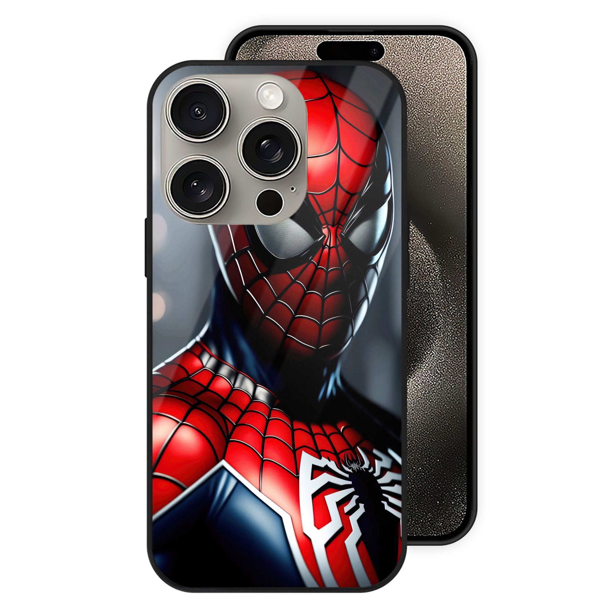 Spider Man スパイダーマン 【iPhone15Pro対応】スマホケース 耐衝撃＆黄変防止 背面ガラス