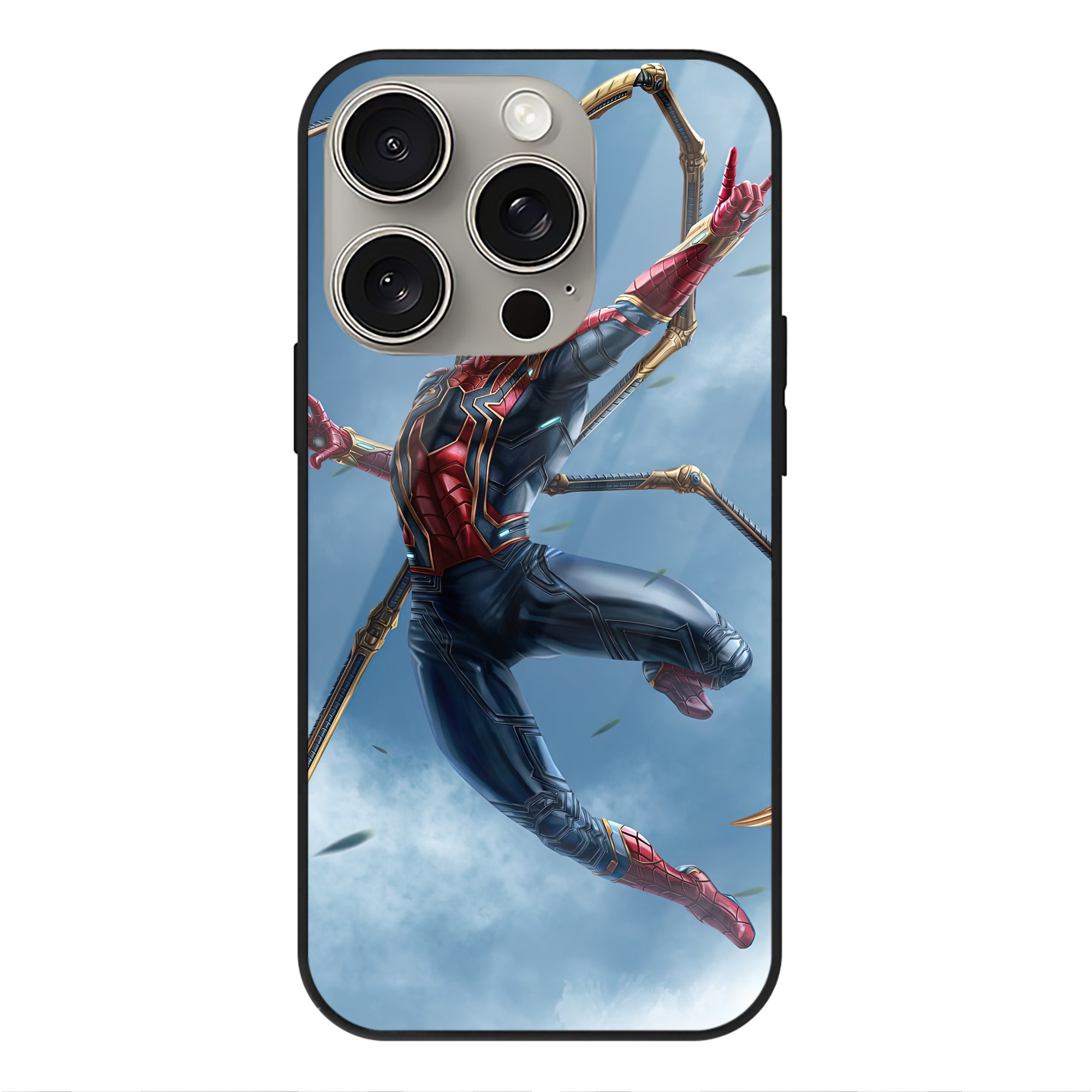 Spider Man スパイダーマン 【iPhone15Pro対応】スマホケース 耐衝撃＆黄変防止 背面ガラス