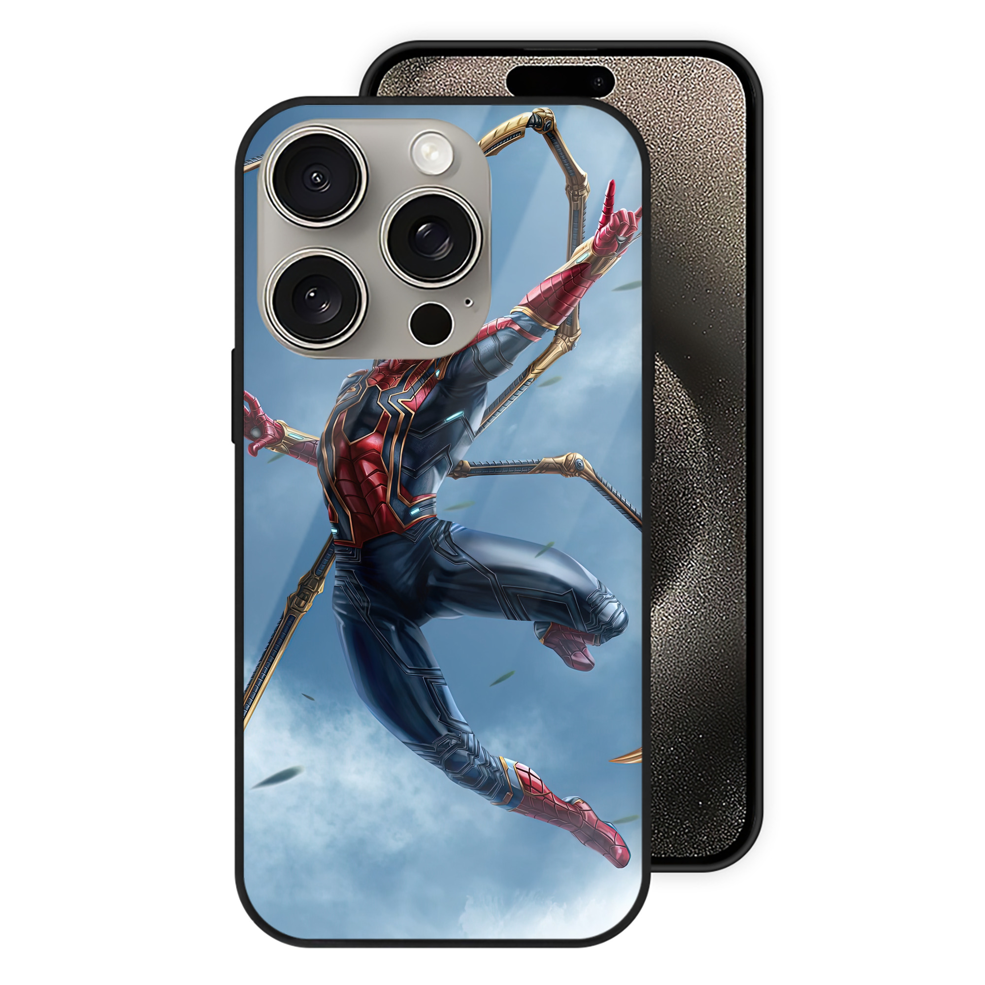 Spider Man スパイダーマン 【iPhone15Pro対応】スマホケース 耐衝撃＆黄変防止 背面ガラス