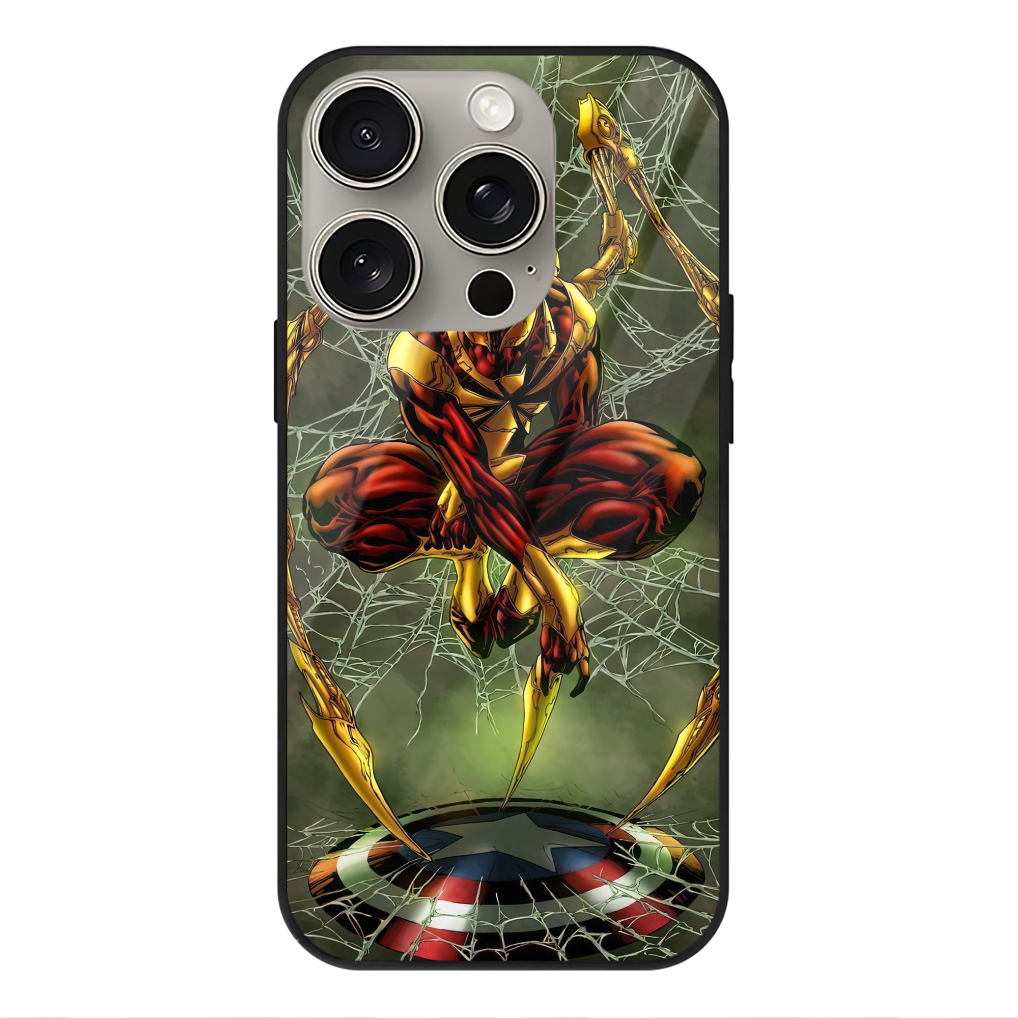 （画像用） Spider Man スパイダーマン 【iPhone15Pro対応】スマホケース 耐衝撃＆黄変防止 背面ガラス
