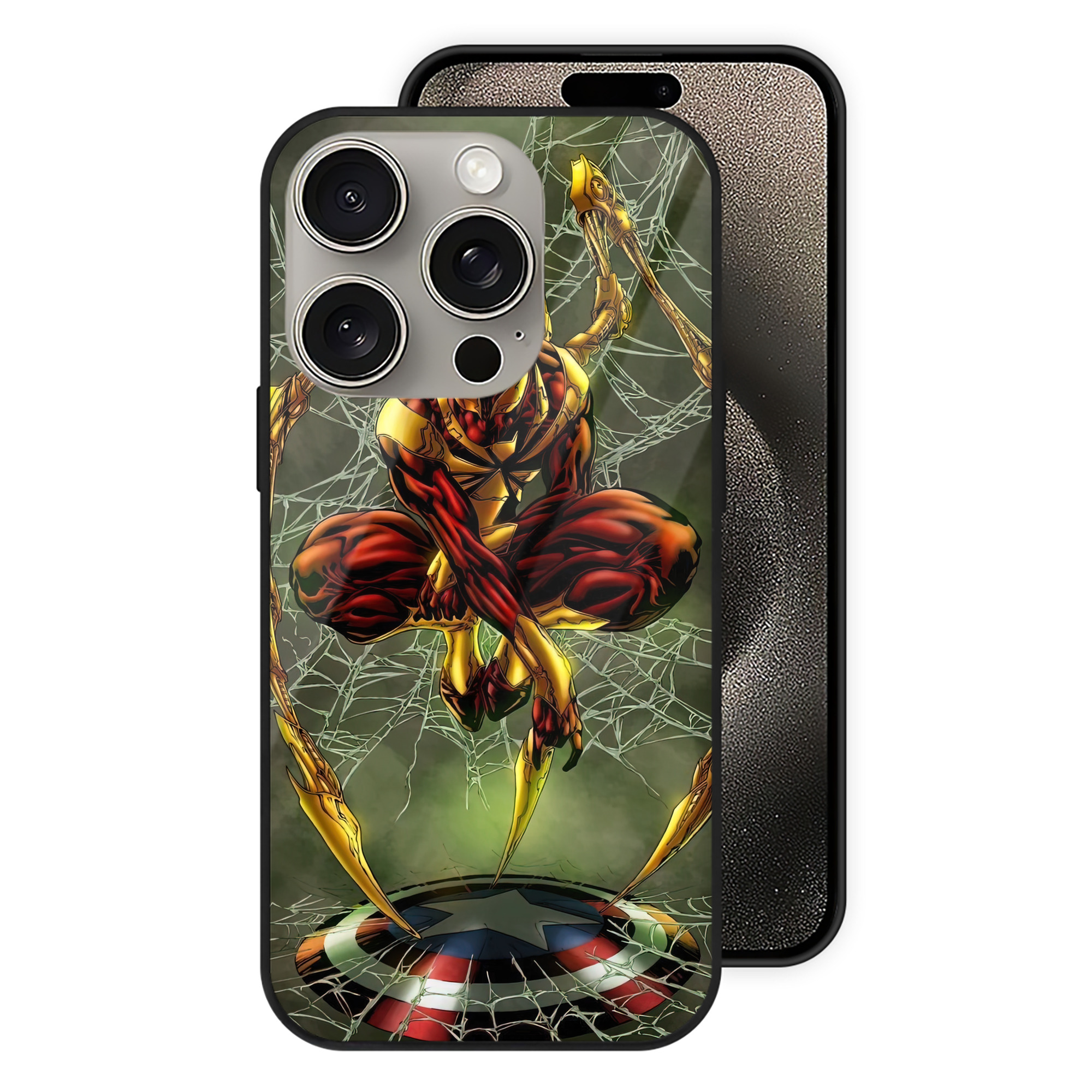 （画像用） Spider Man スパイダーマン 【iPhone15Pro対応】スマホケース 耐衝撃＆黄変防止 背面ガラス