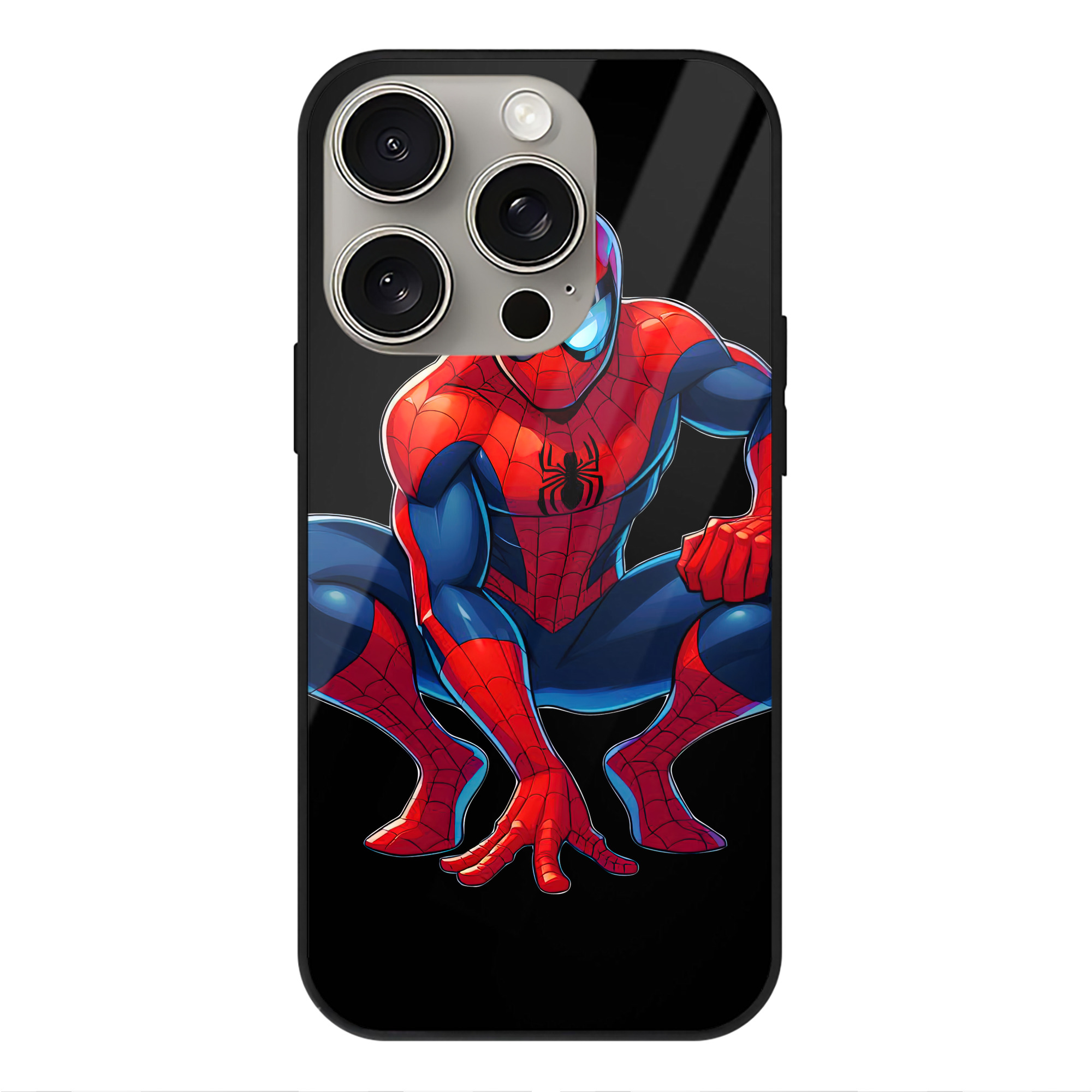 Spider Man スパイダーマン 【iPhone15Pro対応】スマホケース 耐衝撃＆黄変防止 背面ガラス