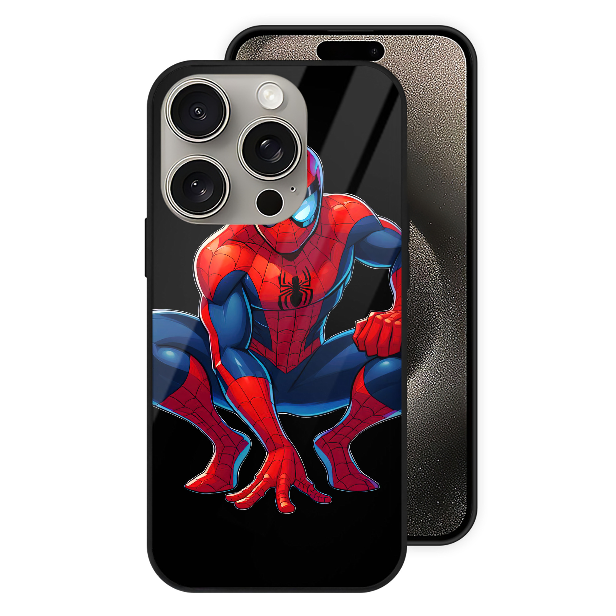 Spider Man スパイダーマン 【iPhone15Pro対応】スマホケース 耐衝撃＆黄変防止 背面ガラス