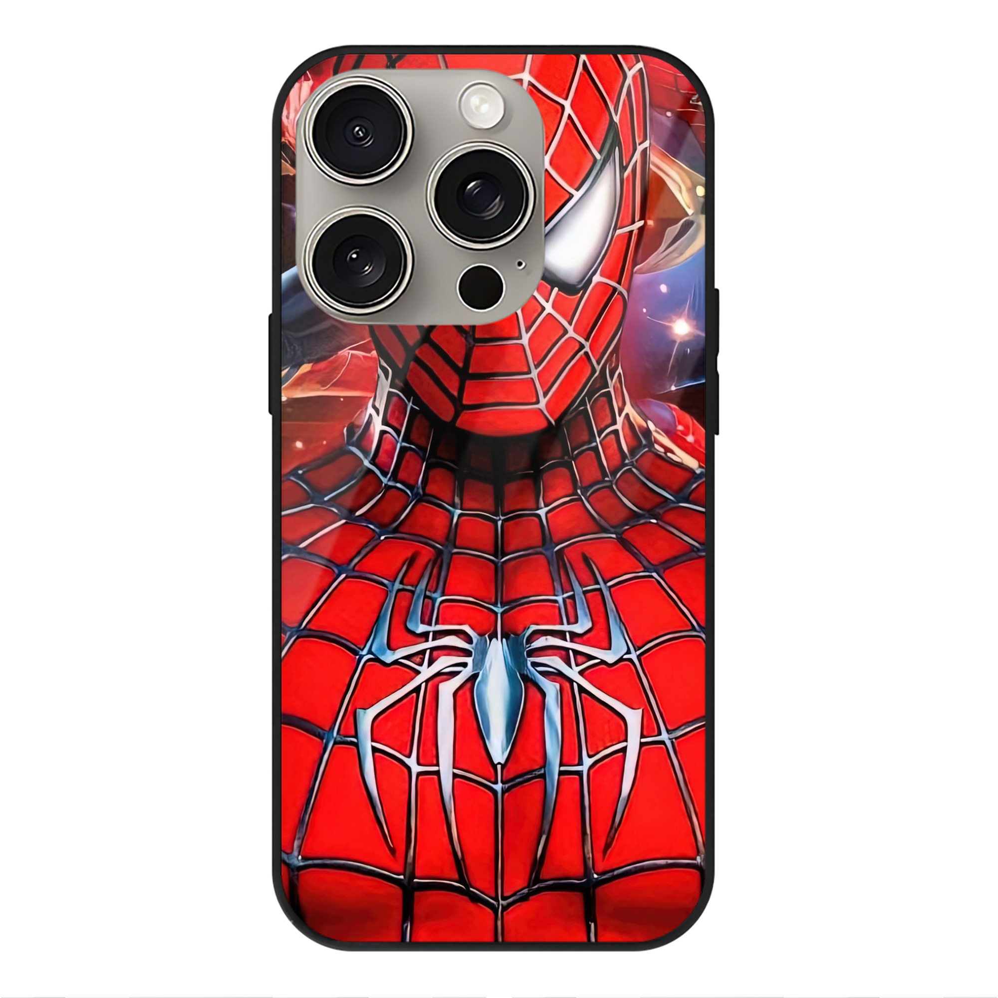 （画像用） Spider Man スパイダーマン 【iPhone15Pro対応】スマホケース 耐衝撃＆黄変防止 背面ガラス