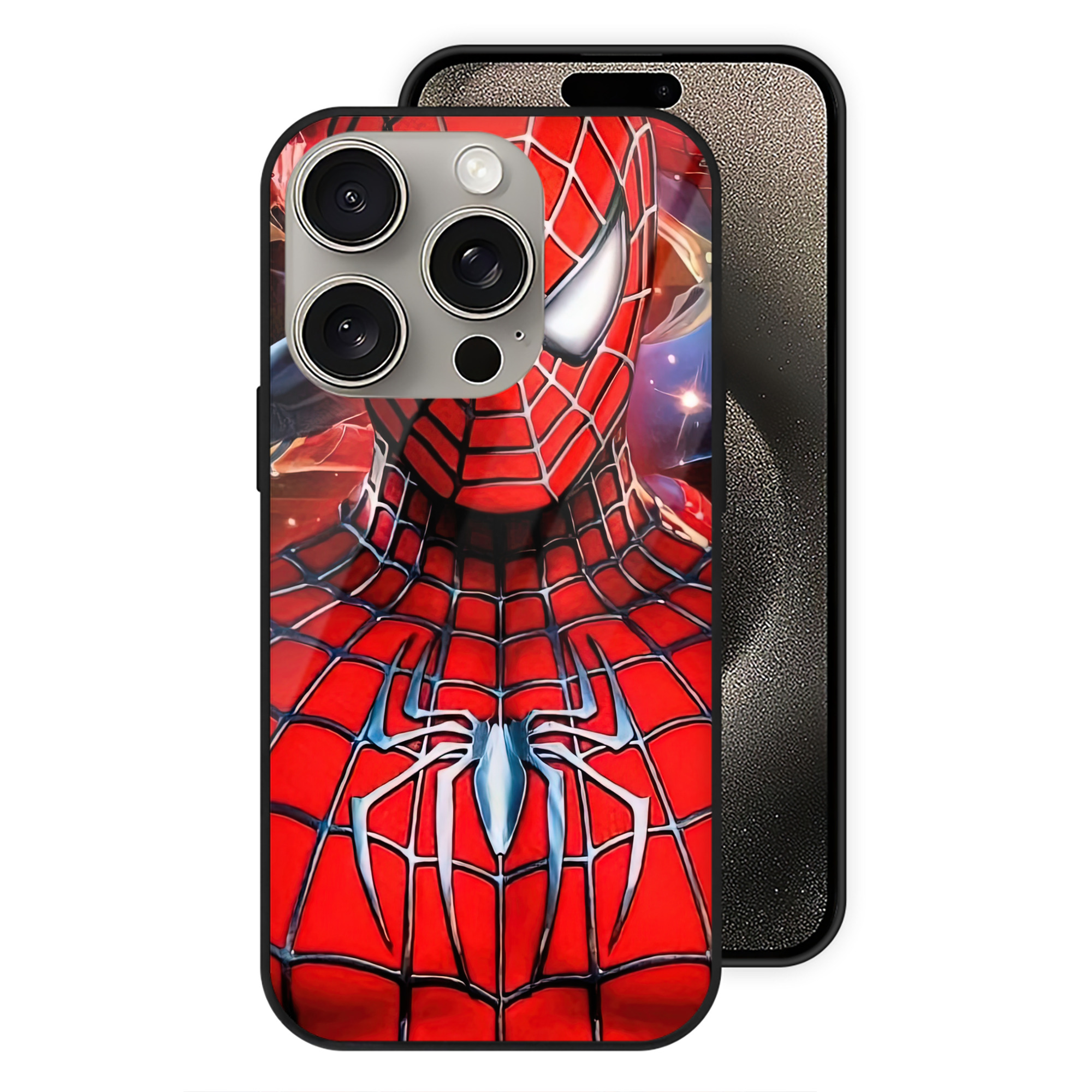 （画像用） Spider Man スパイダーマン 【iPhone15Pro対応】スマホケース 耐衝撃＆黄変防止 背面ガラス