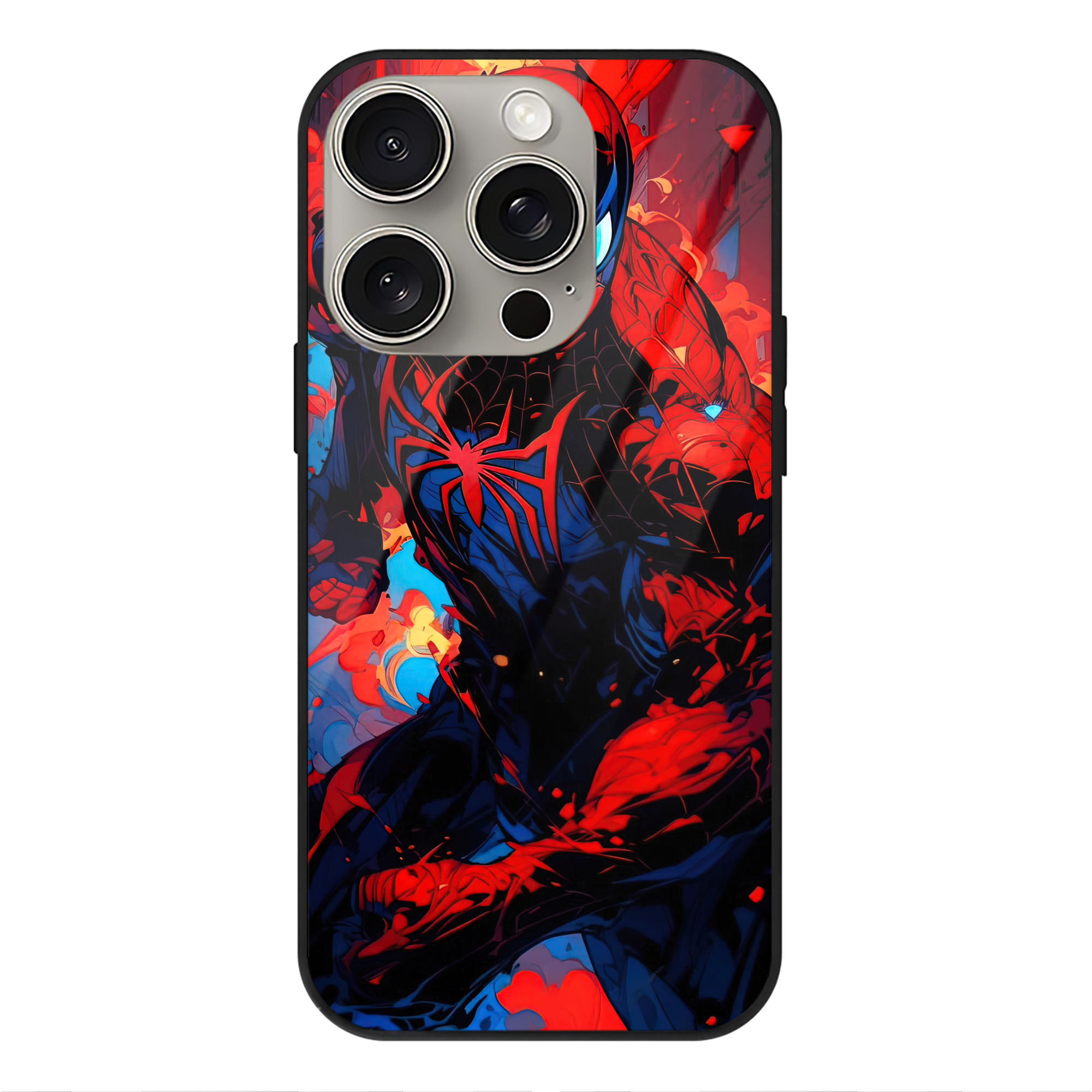 Spider Man スパイダーマン 【iPhone15Pro対応】スマホケース 耐衝撃＆黄変防止 背面ガラス
