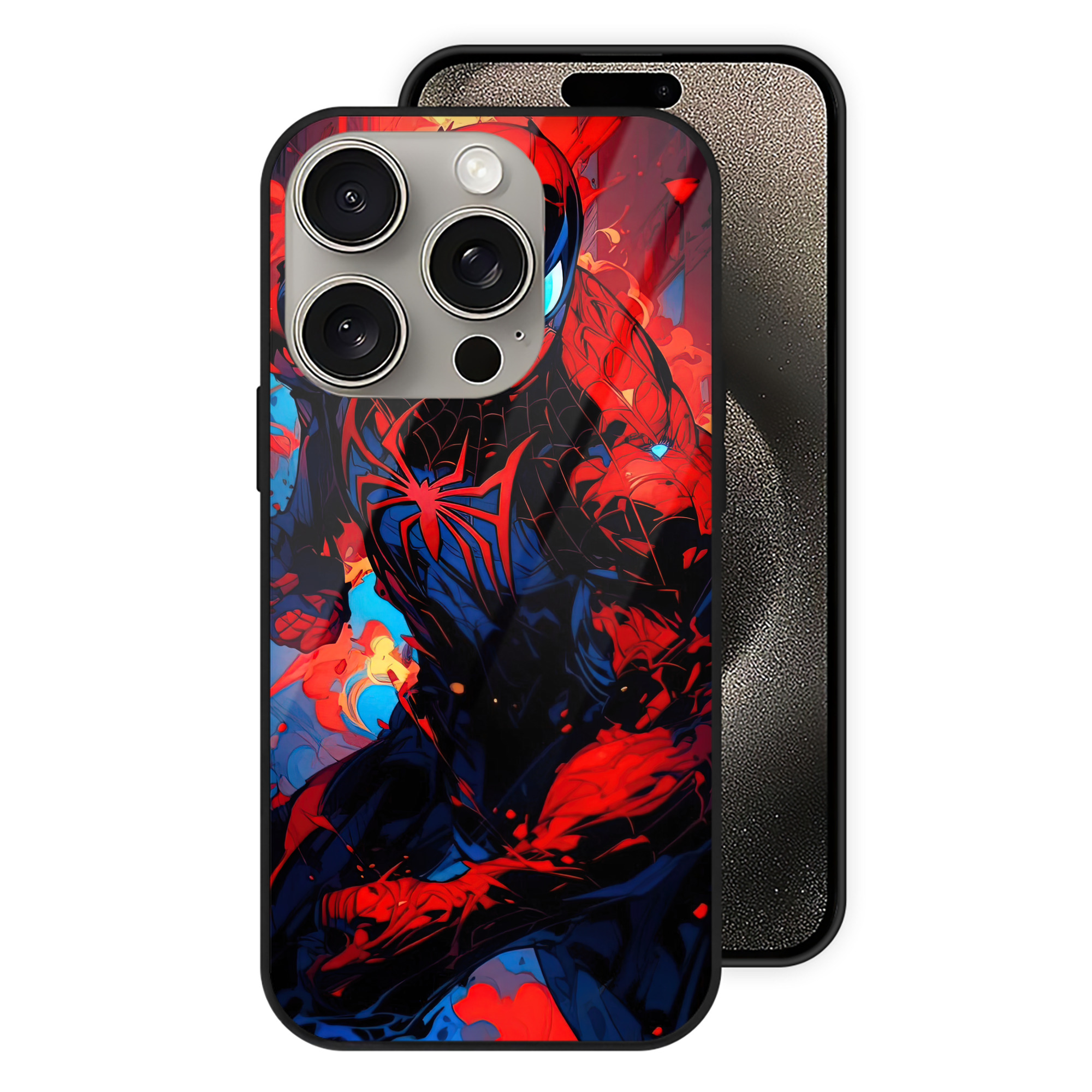 Spider Man スパイダーマン 【iPhone15Pro対応】スマホケース 耐衝撃＆黄変防止 背面ガラス