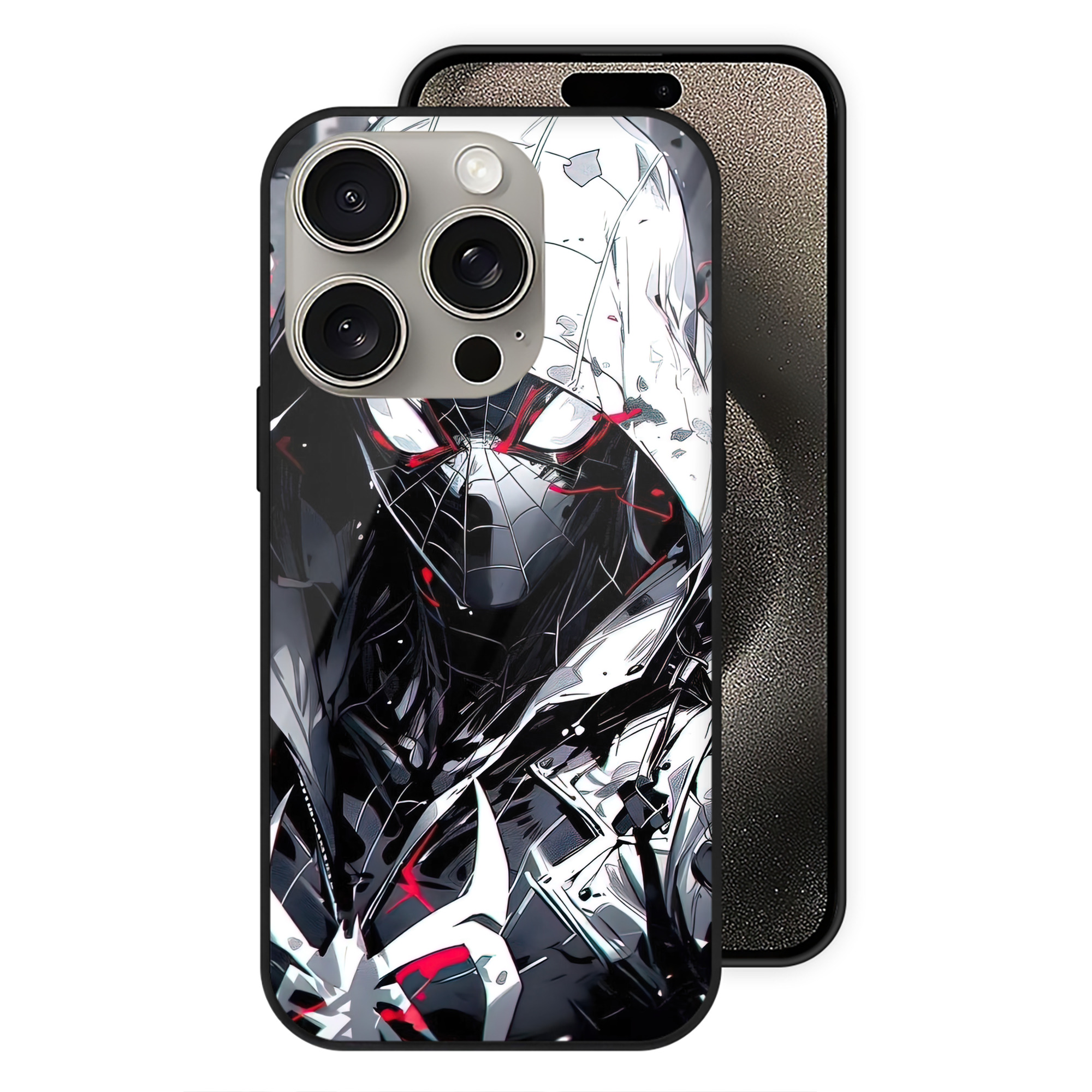 Spider Man スパイダーマン 【iPhone15Pro対応】スマホケース 耐衝撃＆黄変防止 背面ガラス