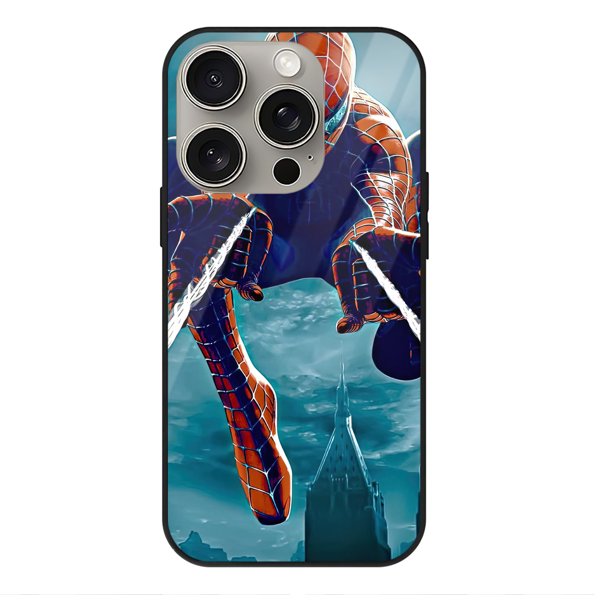 Spider Man スパイダーマン 【iPhone15Pro対応】スマホケース 耐衝撃＆黄変防止 背面ガラス
