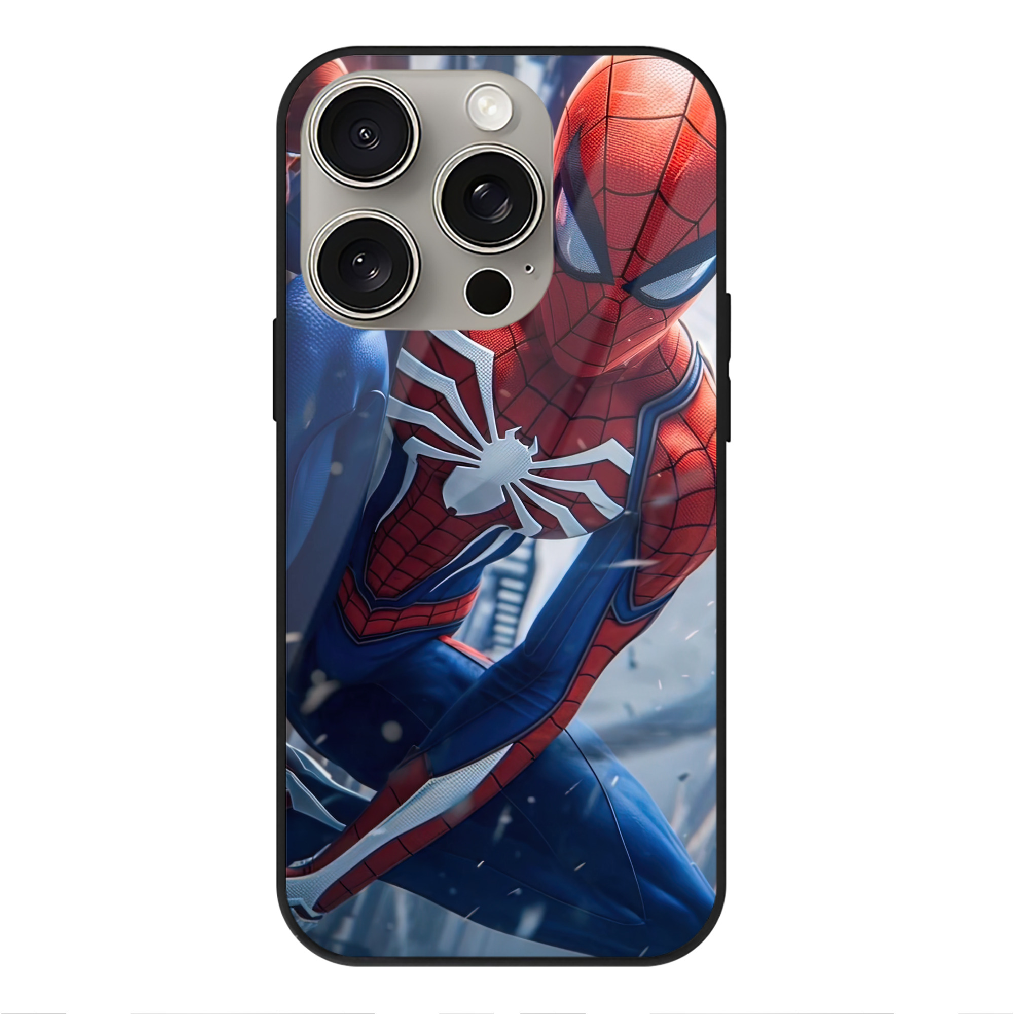 （画像用） Spider Man スパイダーマン 【iPhone15Pro対応】スマホケース 耐衝撃＆黄変防止 背面ガラス