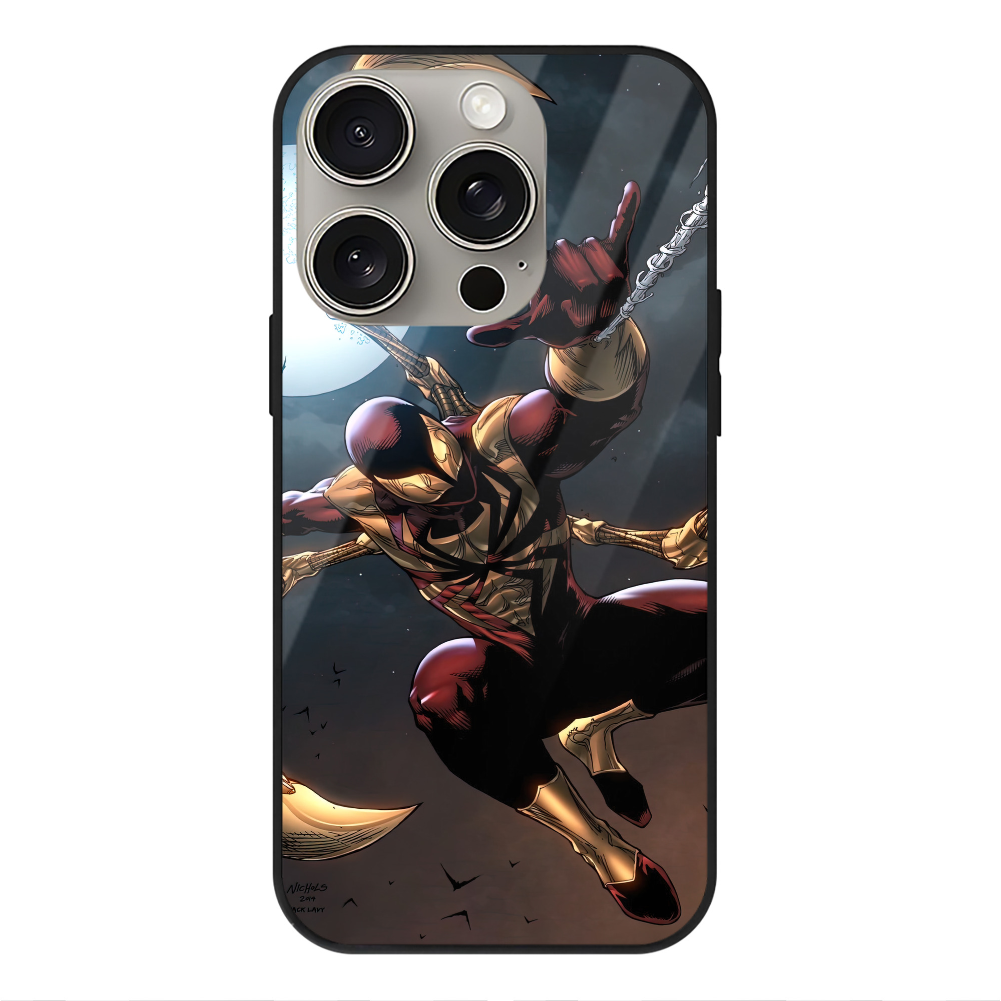 （画像用） Spider Man スパイダーマン 【iPhone15Pro対応】スマホケース 耐衝撃＆黄変防止 背面ガラス