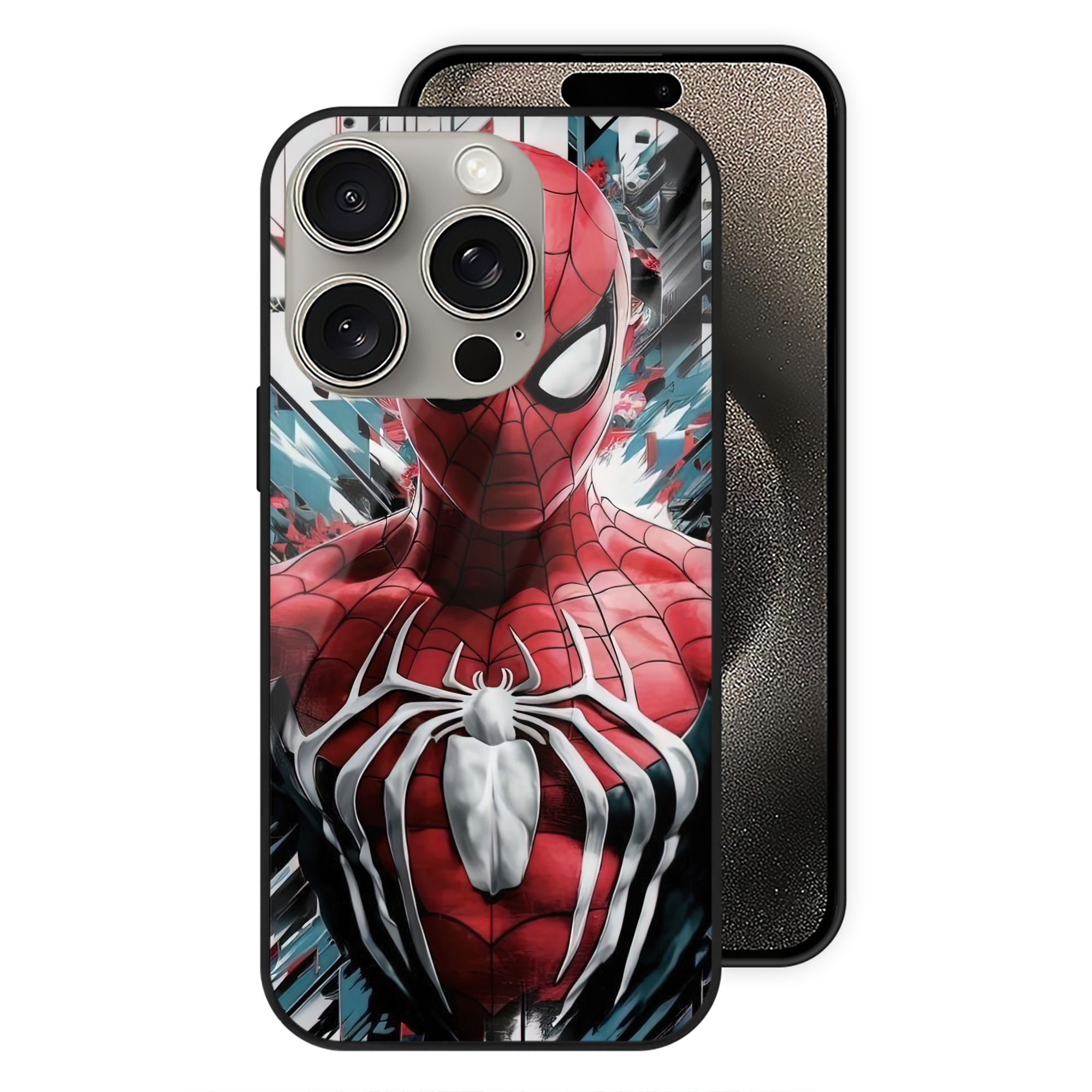 Spider Man スパイダーマン 【iPhone15Pro対応】スマホケース 耐衝撃＆黄変防止 背面ガラス