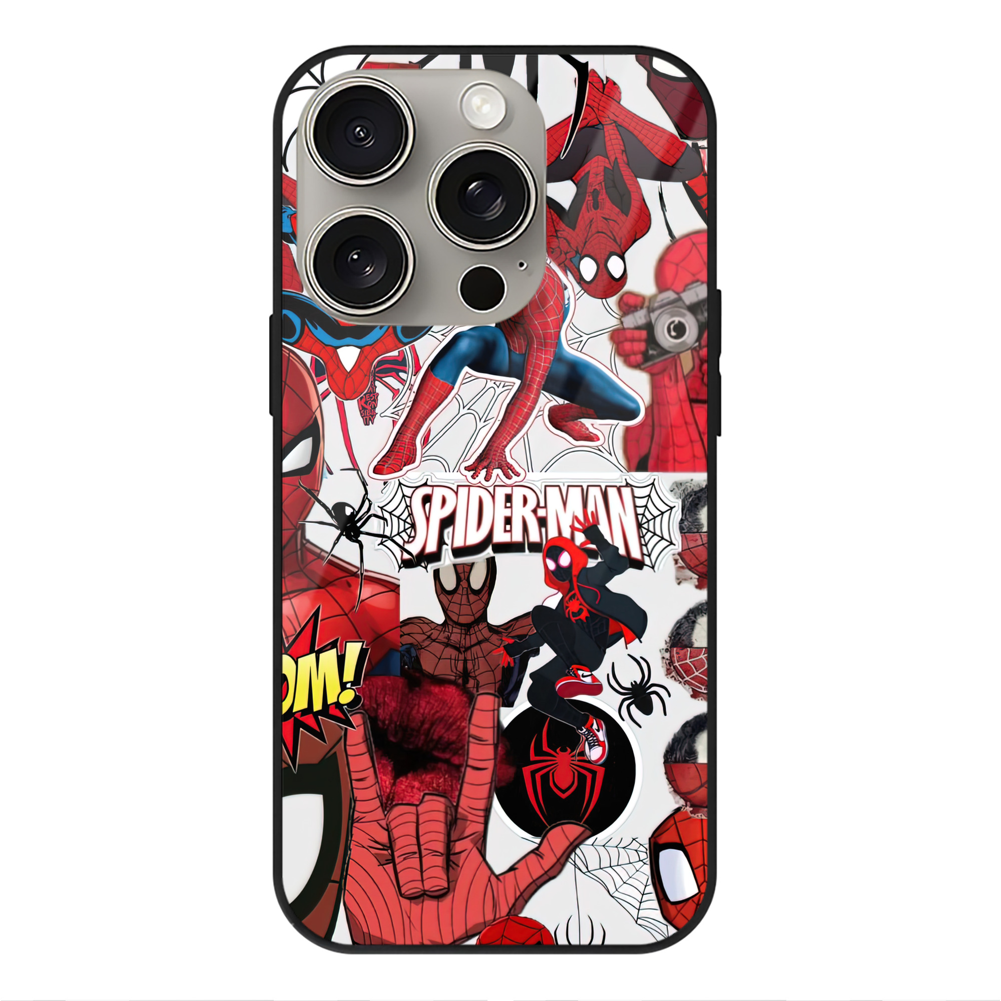 Spider Man スパイダーマン 【iPhone15Pro対応】スマホケース 耐衝撃＆黄変防止 背面ガラス