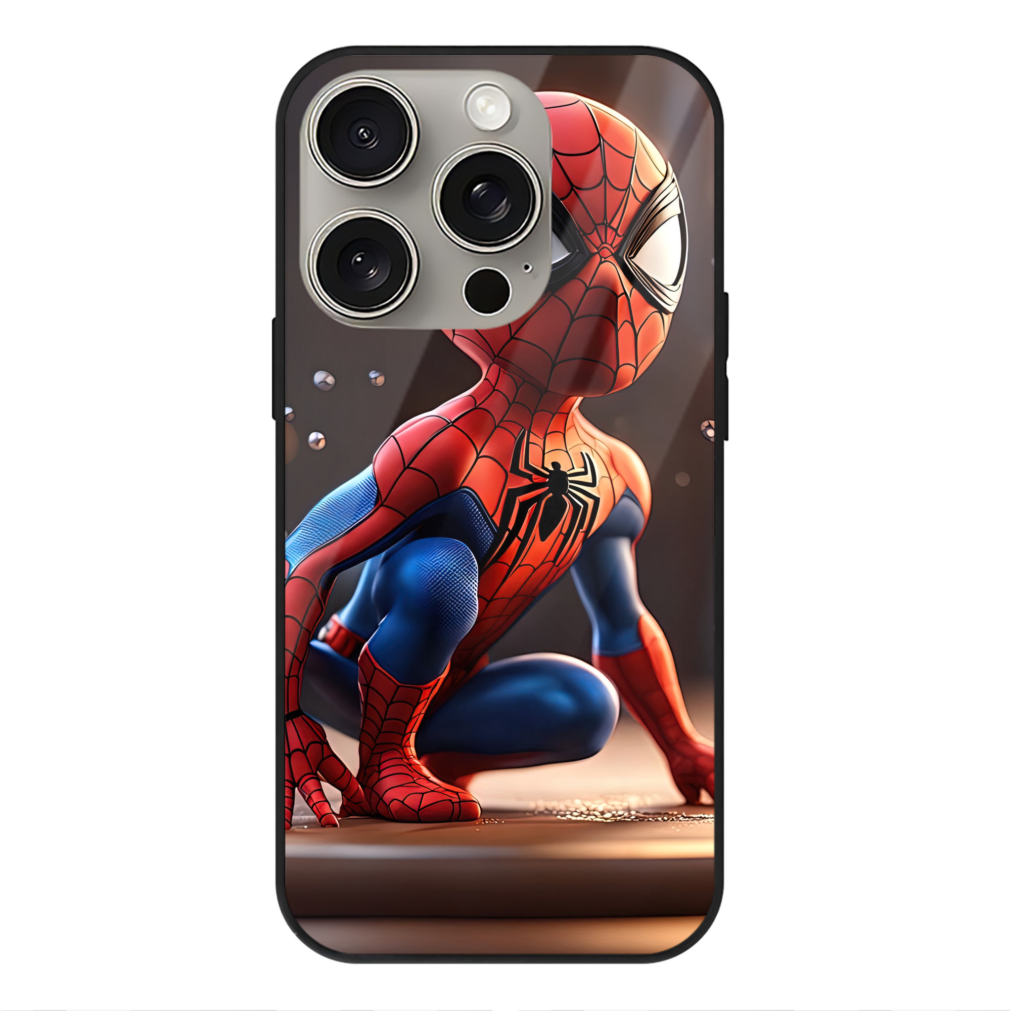 （画像用） Spider Man スパイダーマン 【iPhone15Pro対応】スマホケース 耐衝撃＆黄変防止 背面ガラス