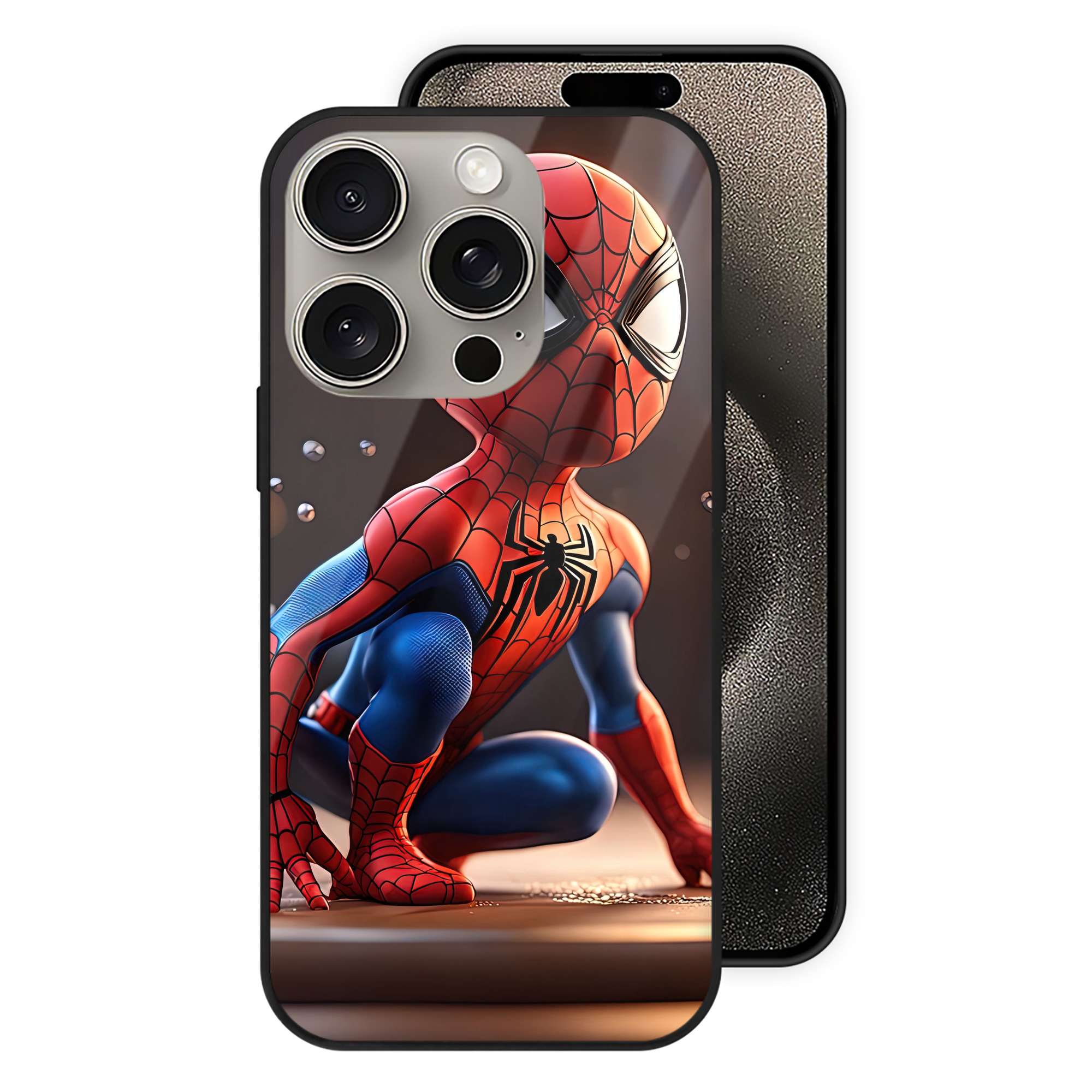 （画像用） Spider Man スパイダーマン 【iPhone15Pro対応】スマホケース 耐衝撃＆黄変防止 背面ガラス