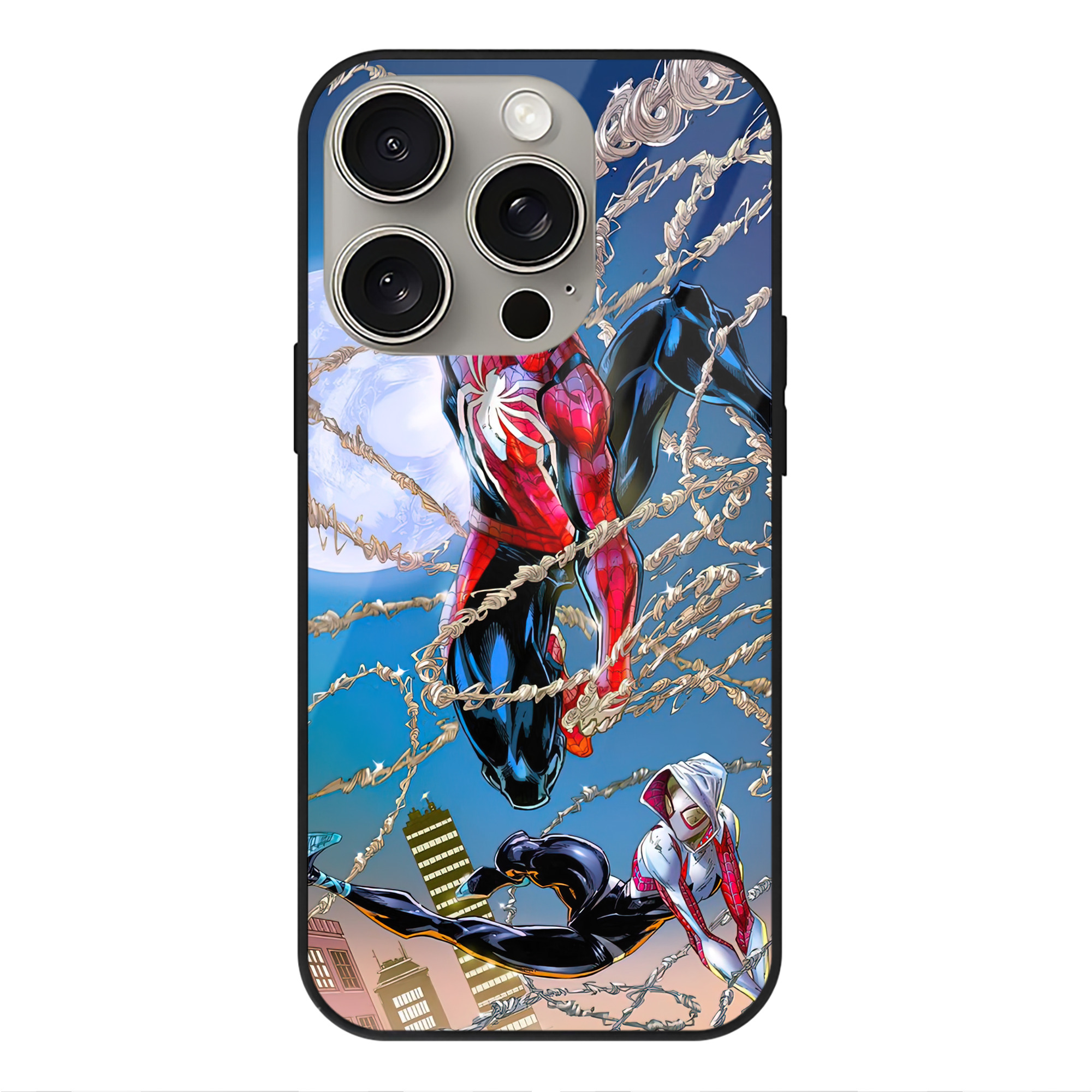 Spider Man スパイダーマン 【iPhone15Pro対応】スマホケース 耐衝撃＆黄変防止 背面ガラス