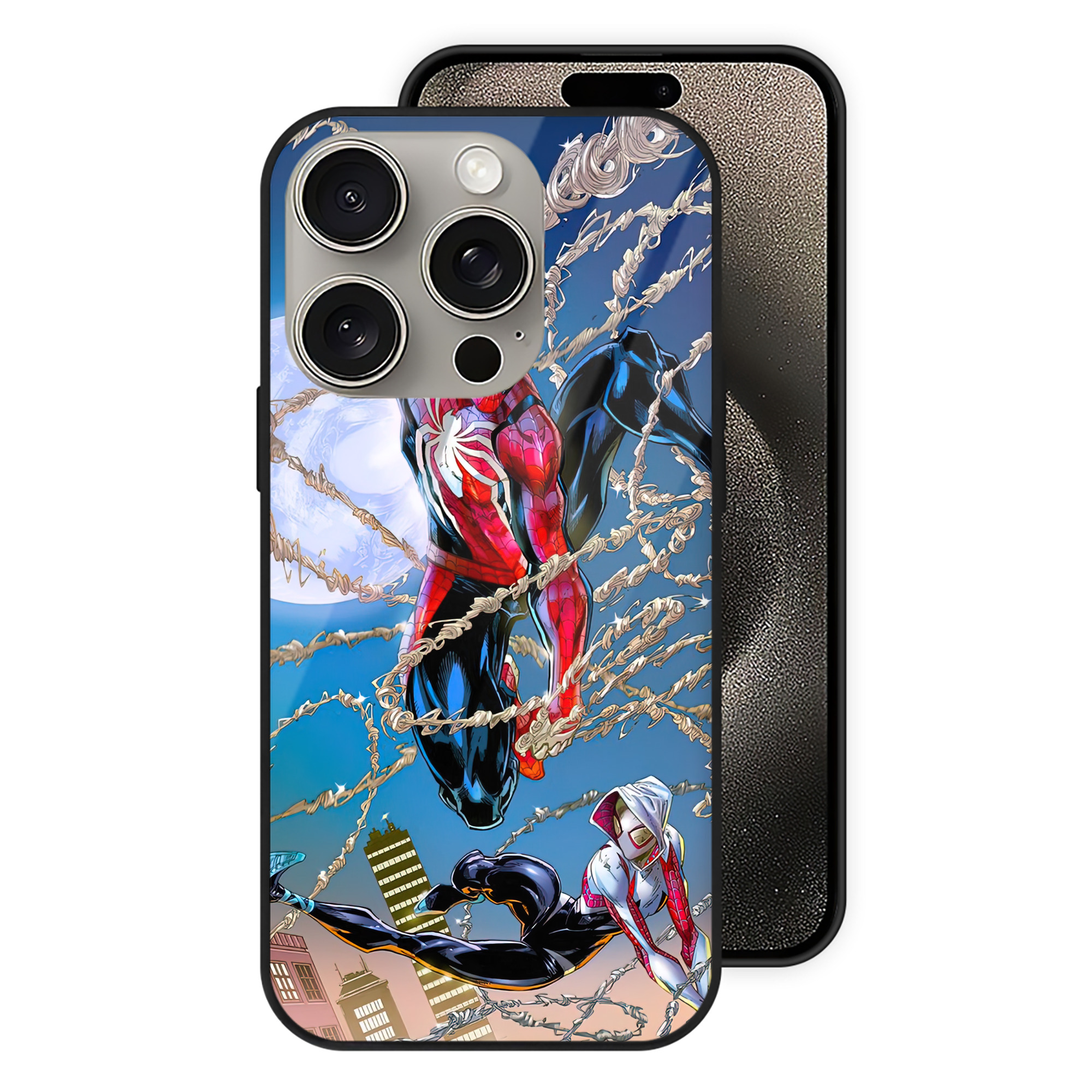 Spider Man スパイダーマン 【iPhone15Pro対応】スマホケース 耐衝撃＆黄変防止 背面ガラス
