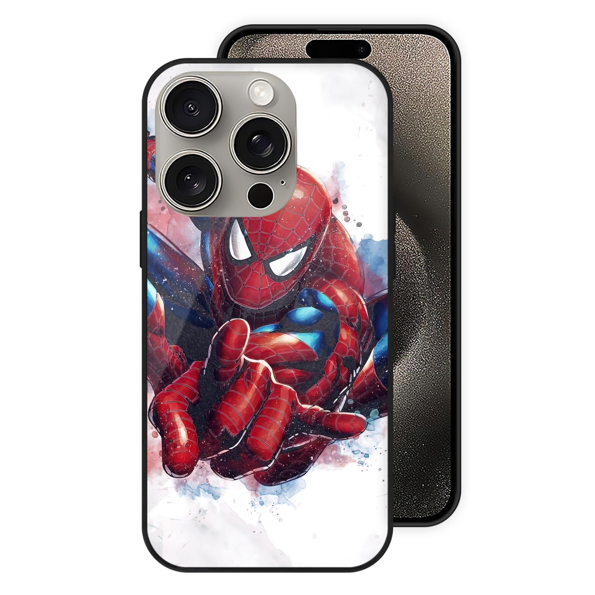 Spider Man スパイダーマン 【iPhone15Pro対応】スマホケース 耐衝撃＆黄変防止 背面ガラス