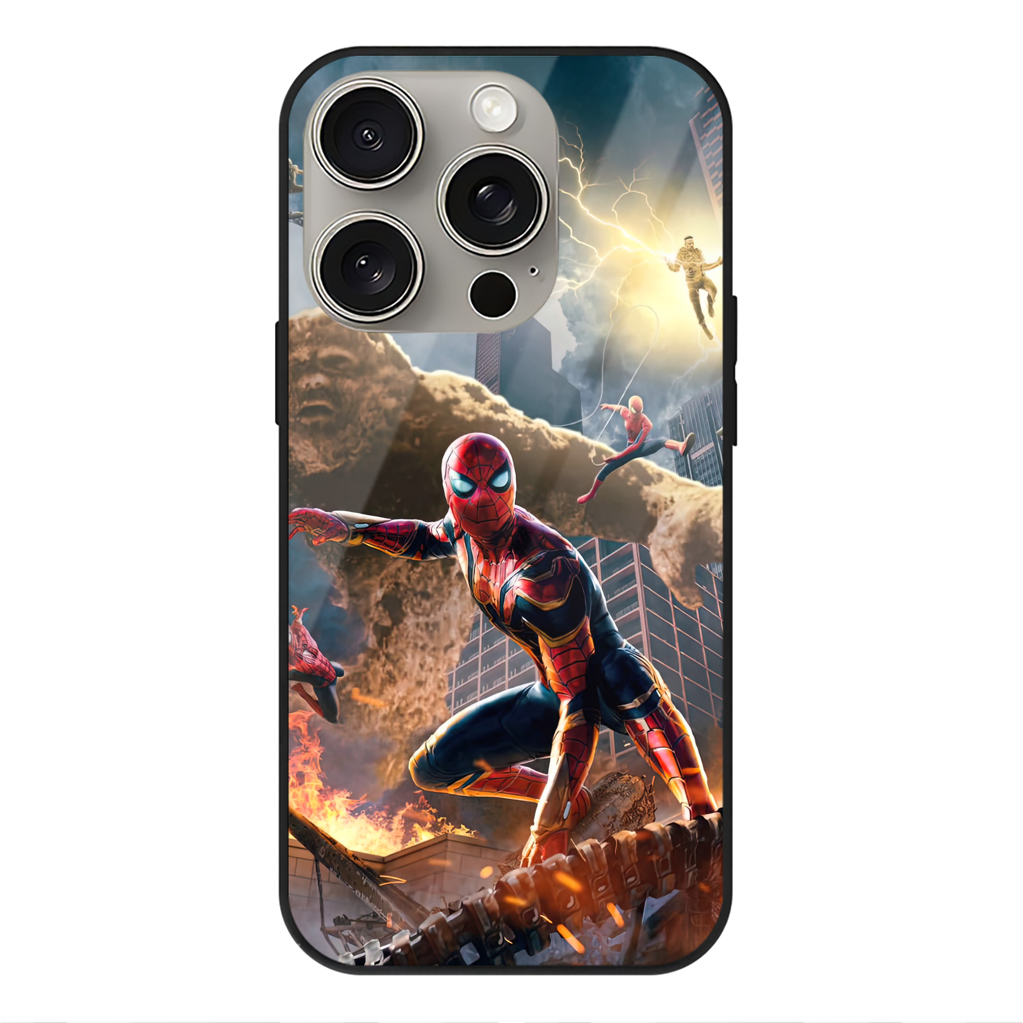 Spider Man スパイダーマン 【iPhone15Pro対応】スマホケース 耐衝撃＆黄変防止 背面ガラス