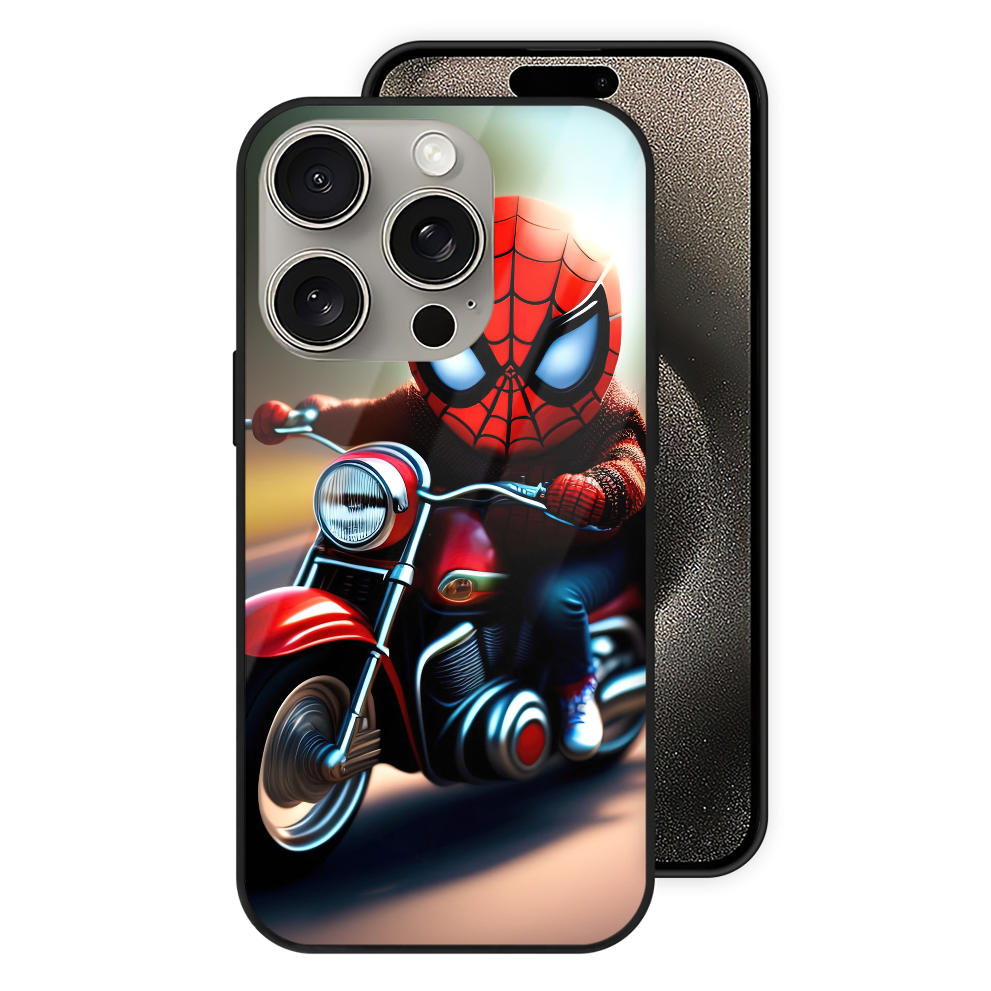 Spider Man スパイダーマン 【iPhone15Pro対応】スマホケース 耐衝撃＆黄変防止 背面ガラス