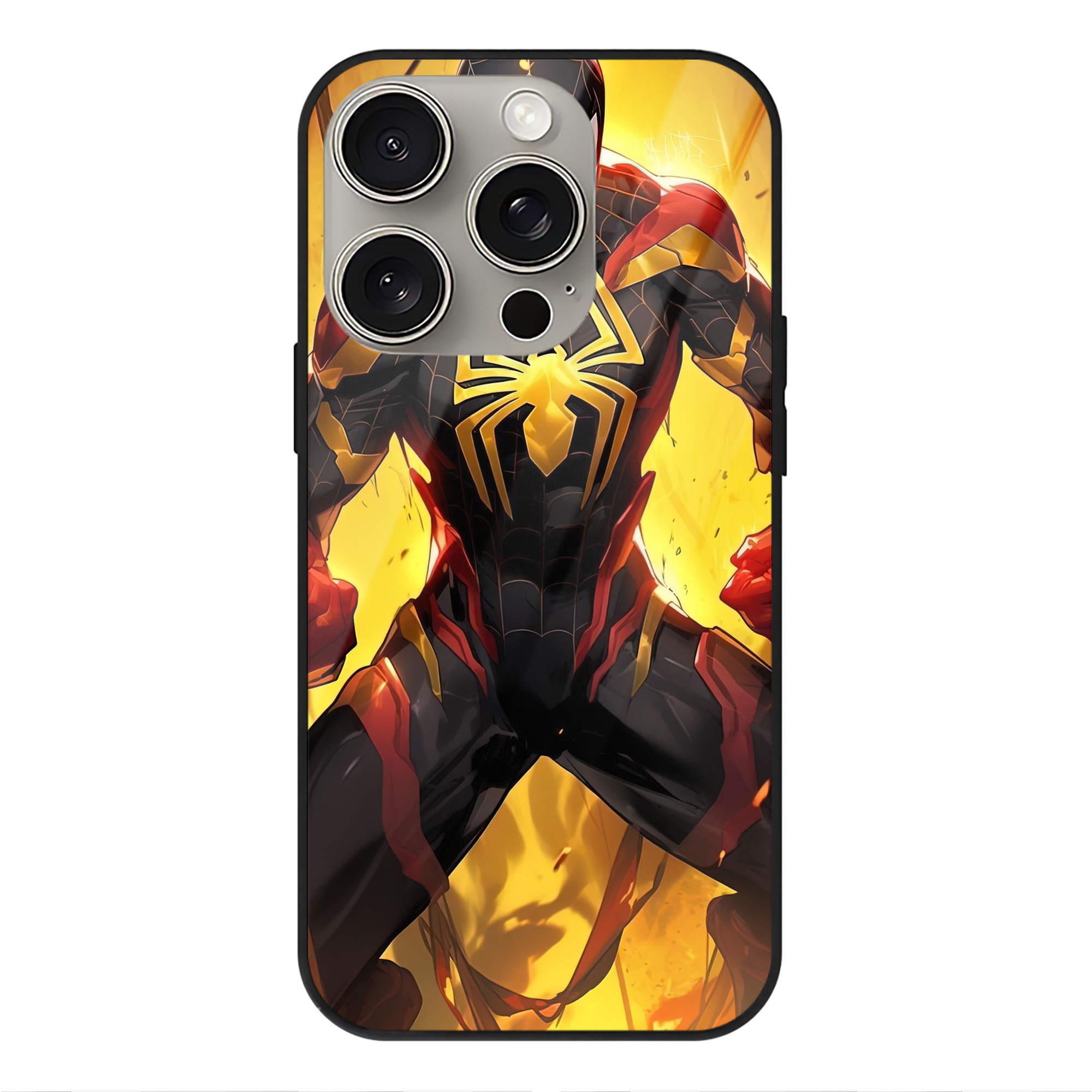 （画像用） Spider Man スパイダーマン 【iPhone15Pro対応】スマホケース 耐衝撃＆黄変防止 背面ガラス