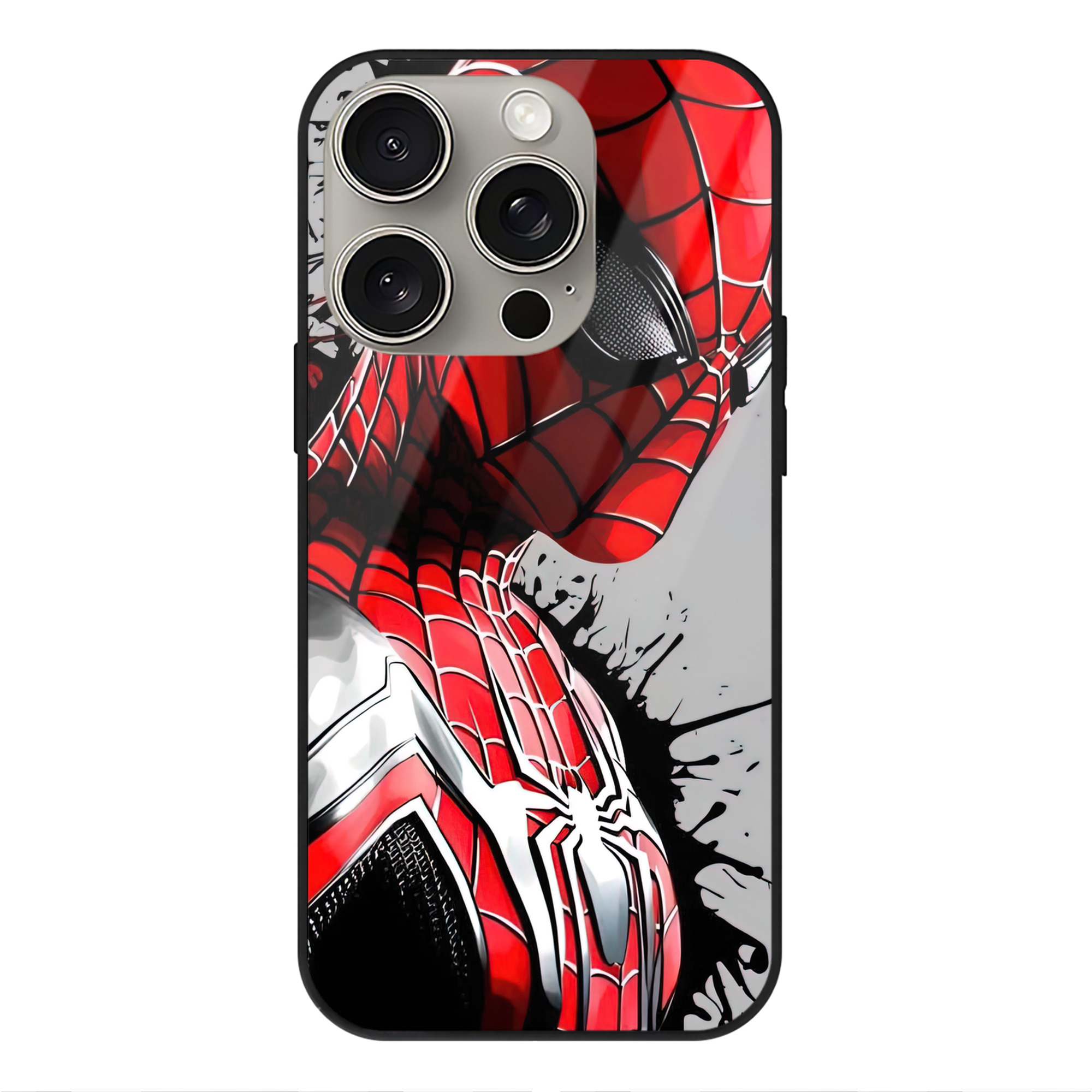 （画像用） Spider Man スパイダーマン 【iPhone15Pro対応】スマホケース 耐衝撃＆黄変防止 背面ガラス