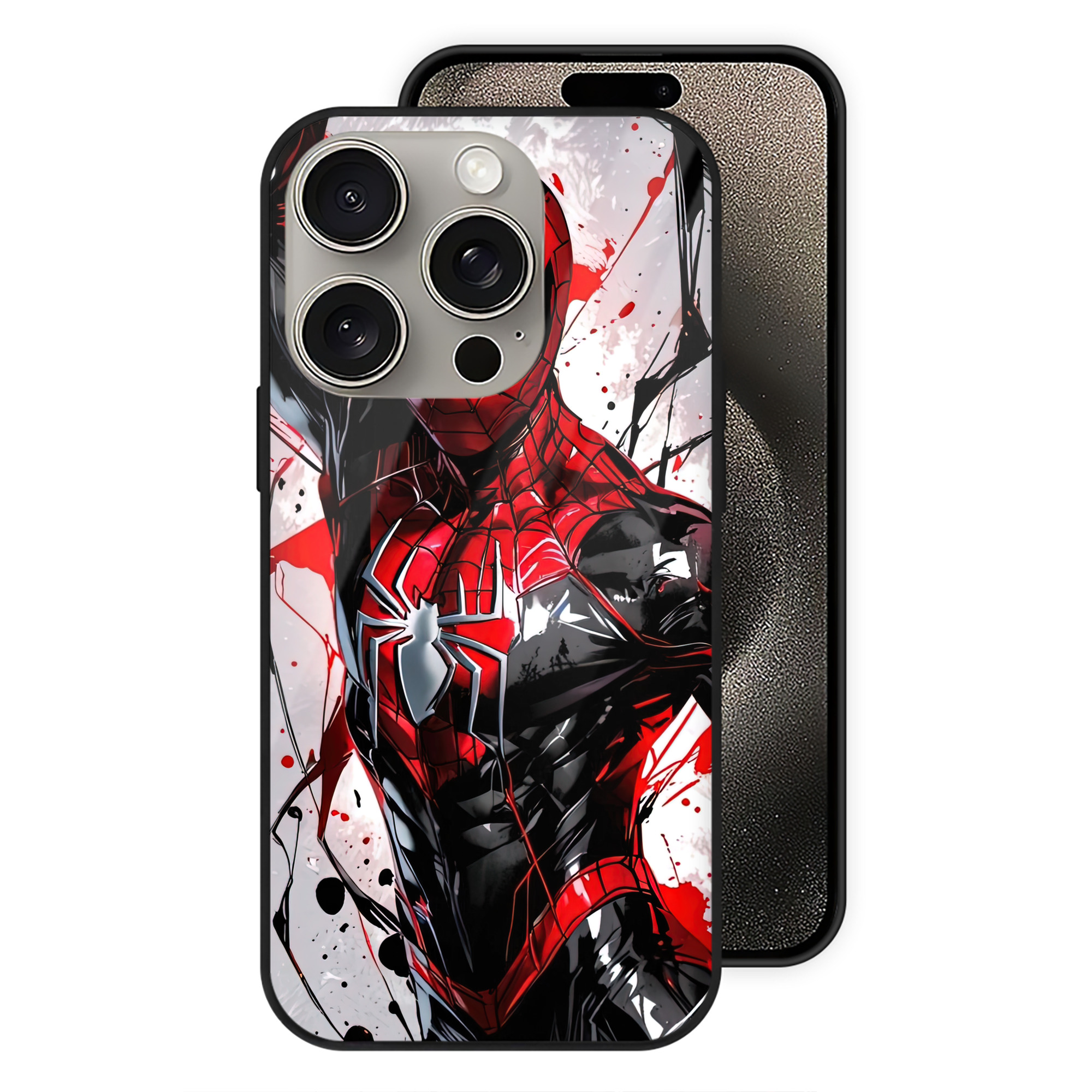 （画像用） Spider Man スパイダーマン 【iPhone15Pro対応】スマホケース 耐衝撃＆黄変防止 背面ガラス