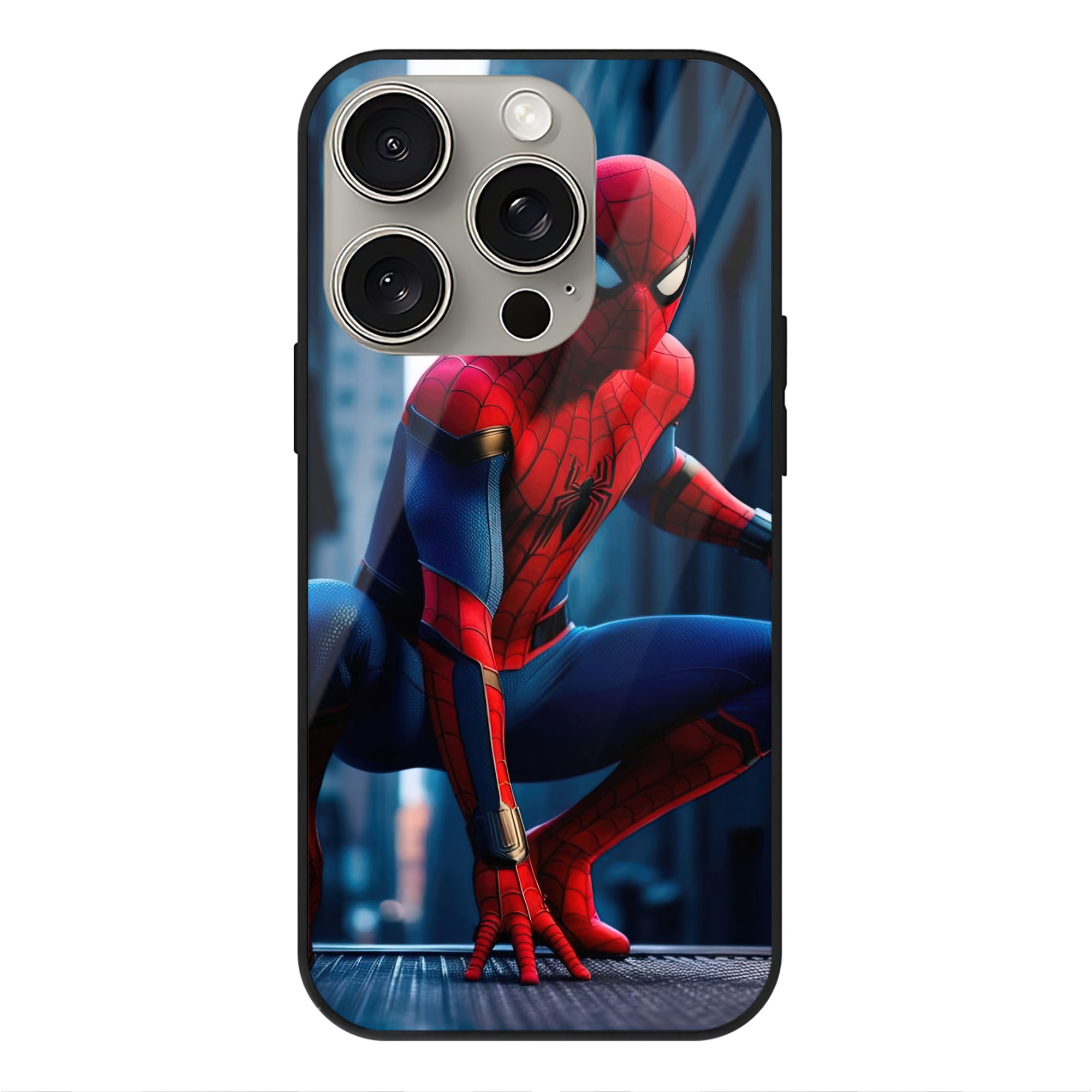 （画像用） Spider Man スパイダーマン 【iPhone15Pro対応】スマホケース 耐衝撃＆黄変防止 背面ガラス