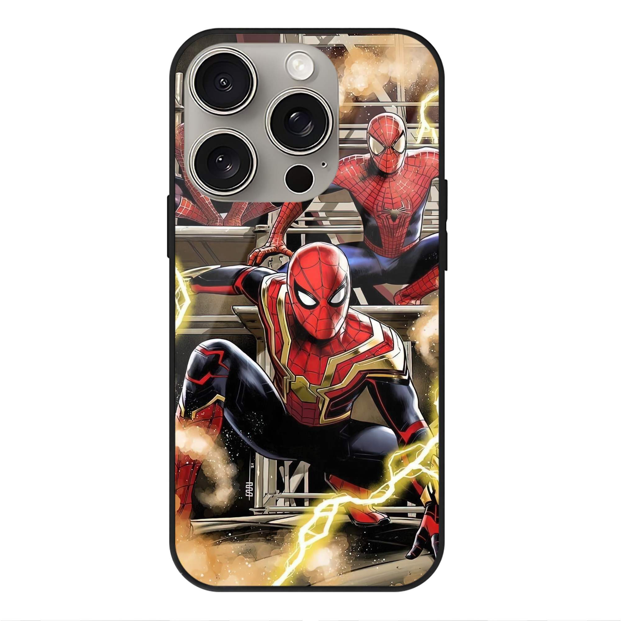 Spider Man スパイダーマン 【iPhone15Pro対応】スマホケース 耐衝撃＆黄変防止 背面ガラス