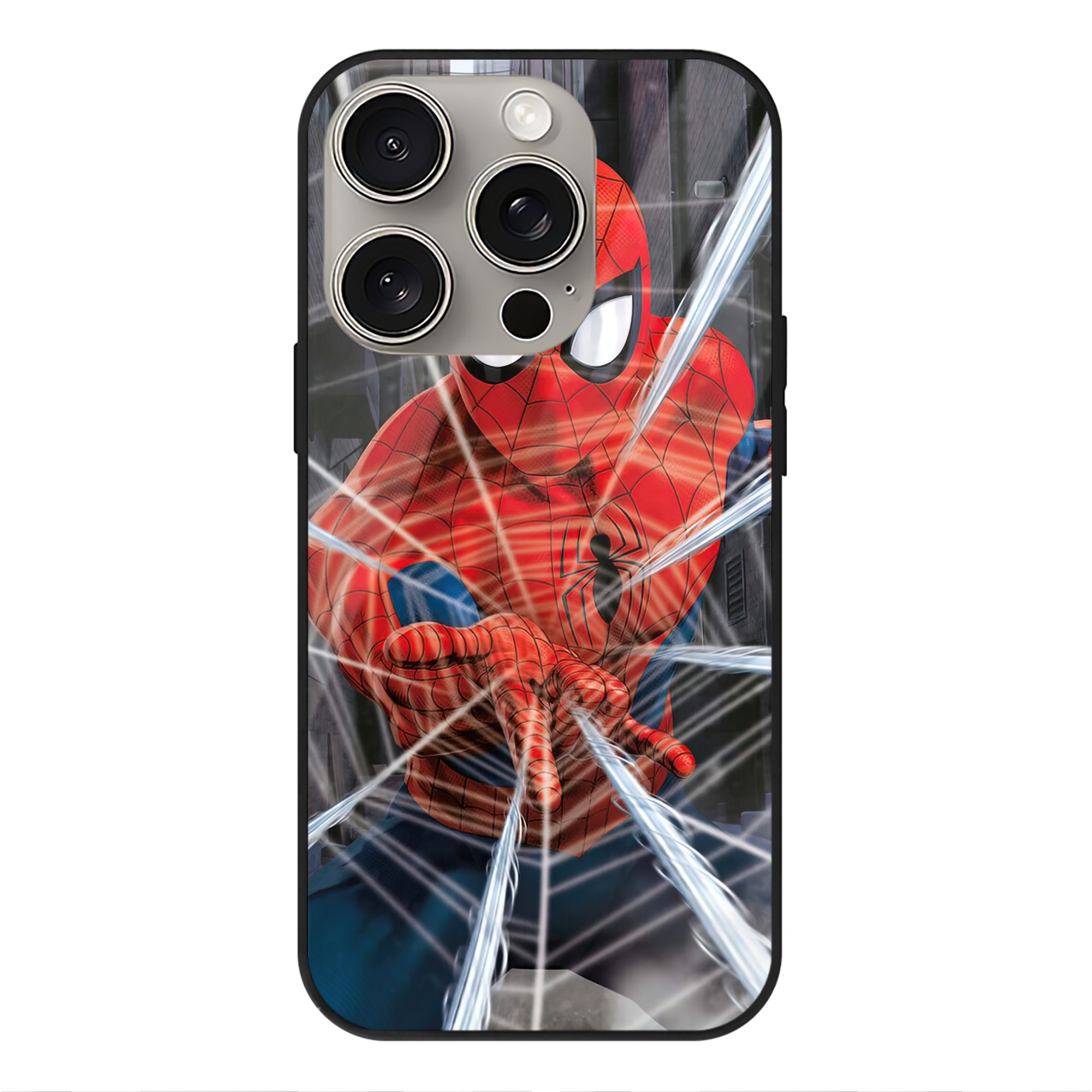 Spider Man スパイダーマン 【iPhone15Pro対応】スマホケース 耐衝撃＆黄変防止 背面ガラス