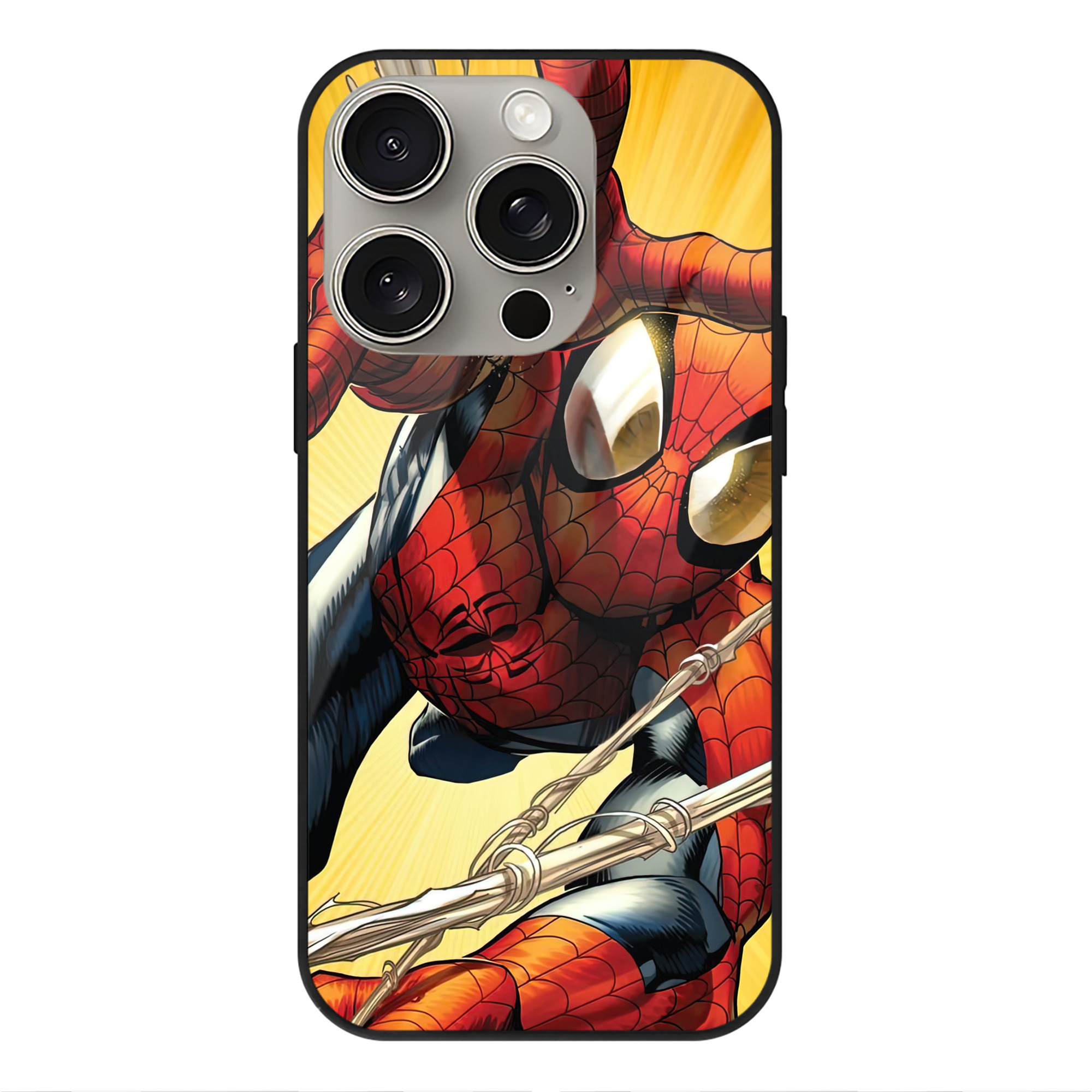 （画像用） Spider Man スパイダーマン 【iPhone15Pro対応】スマホケース 耐衝撃＆黄変防止 背面ガラス