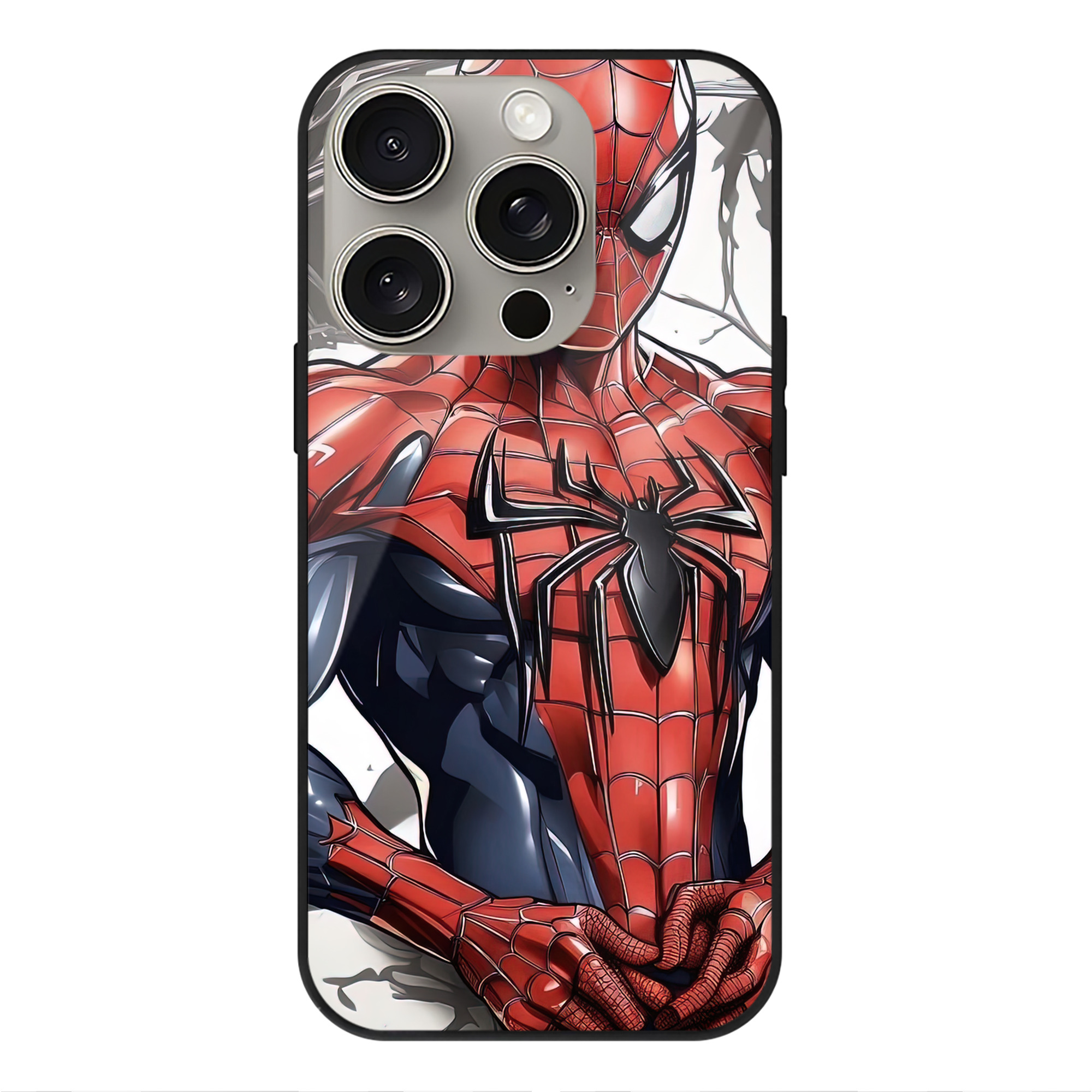 Spider Man スパイダーマン 【iPhone15Pro対応】スマホケース 耐衝撃＆黄変防止 背面ガラス