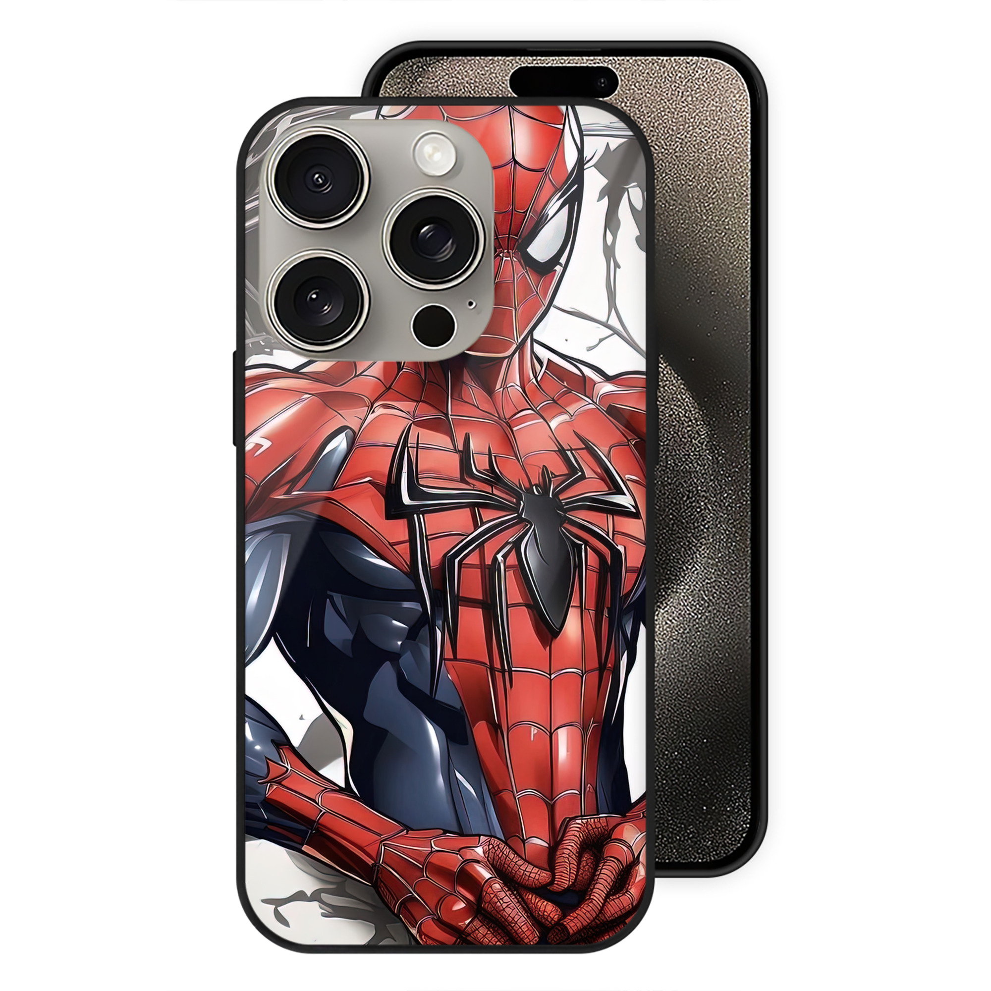Spider Man スパイダーマン 【iPhone15Pro対応】スマホケース 耐衝撃＆黄変防止 背面ガラス