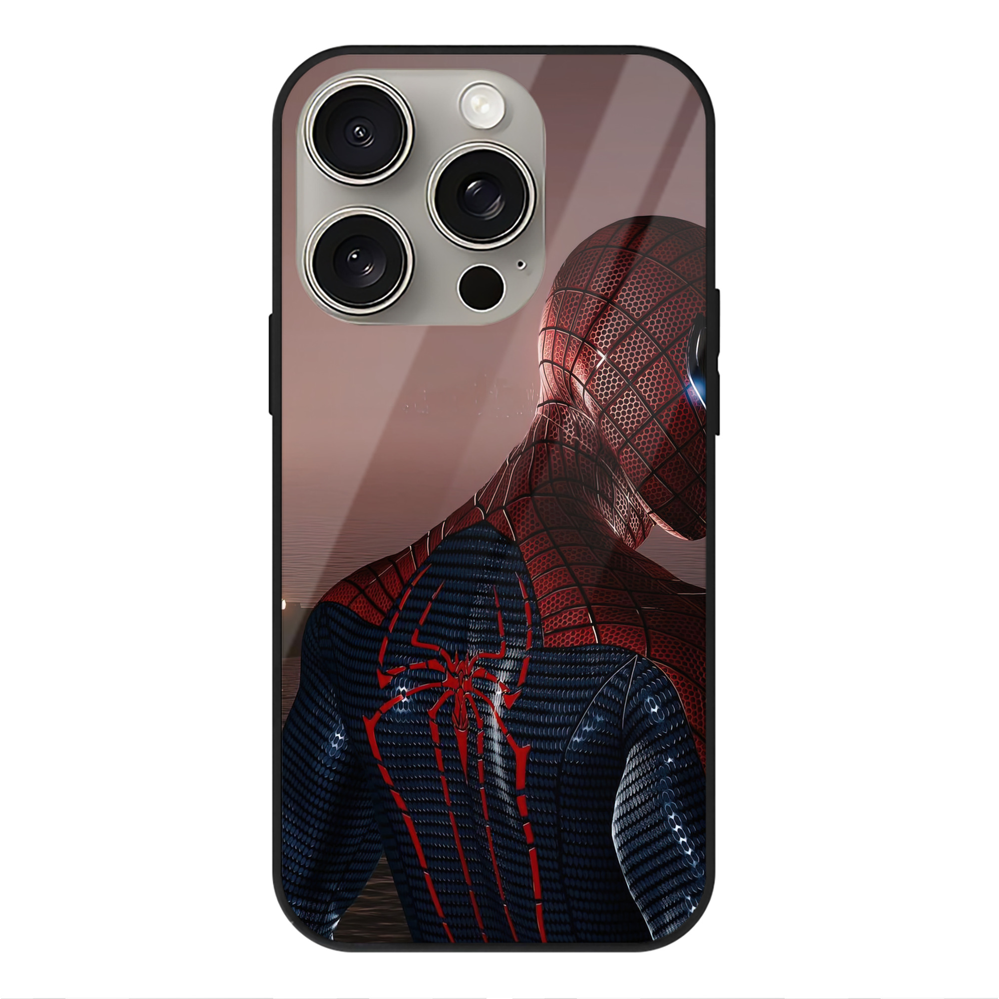 （画像用） Spider Man スパイダーマン 【iPhone15Pro対応】スマホケース 耐衝撃＆黄変防止 背面ガラス