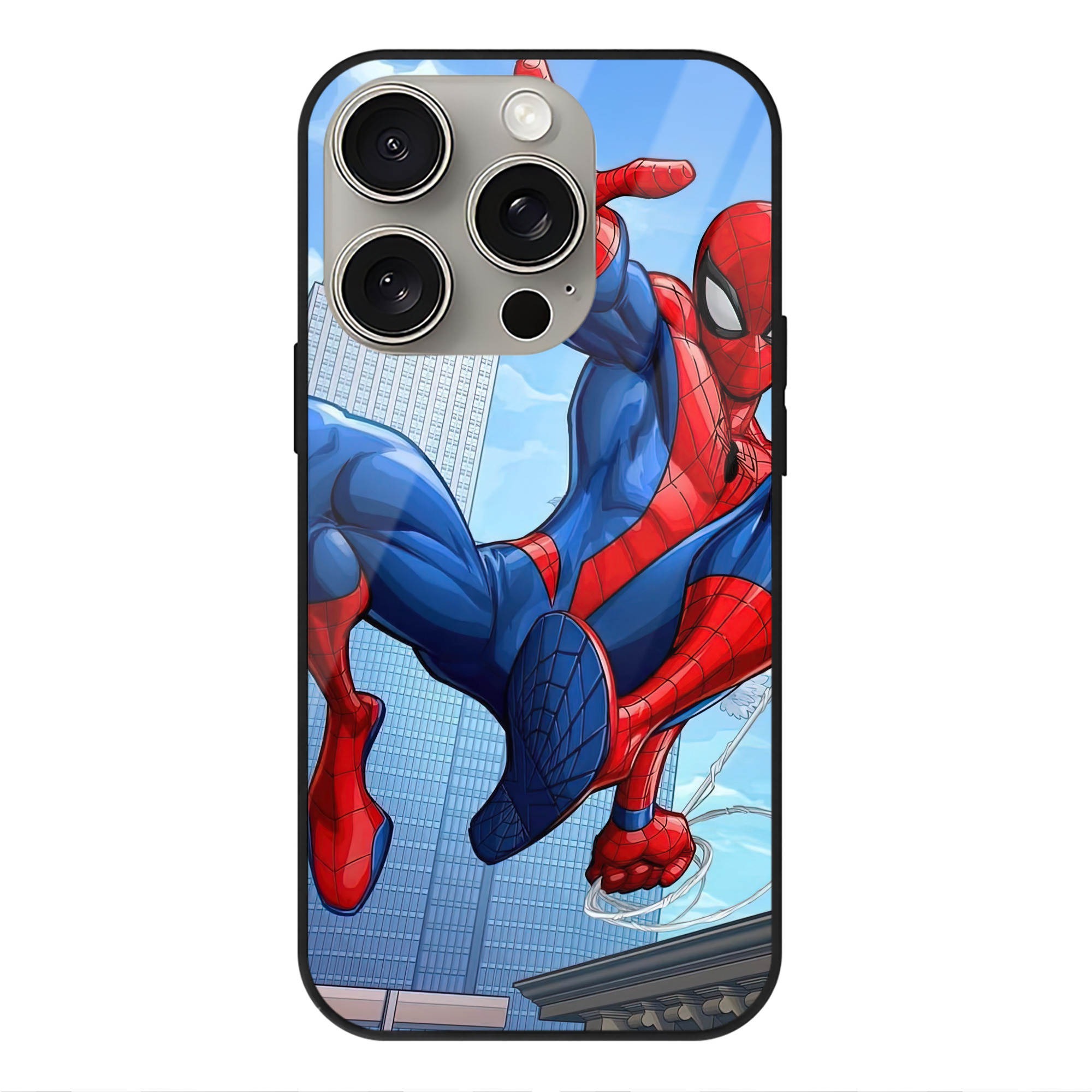 Spider Man スパイダーマン 【iPhone15Pro対応】スマホケース 耐衝撃＆黄変防止 背面ガラス