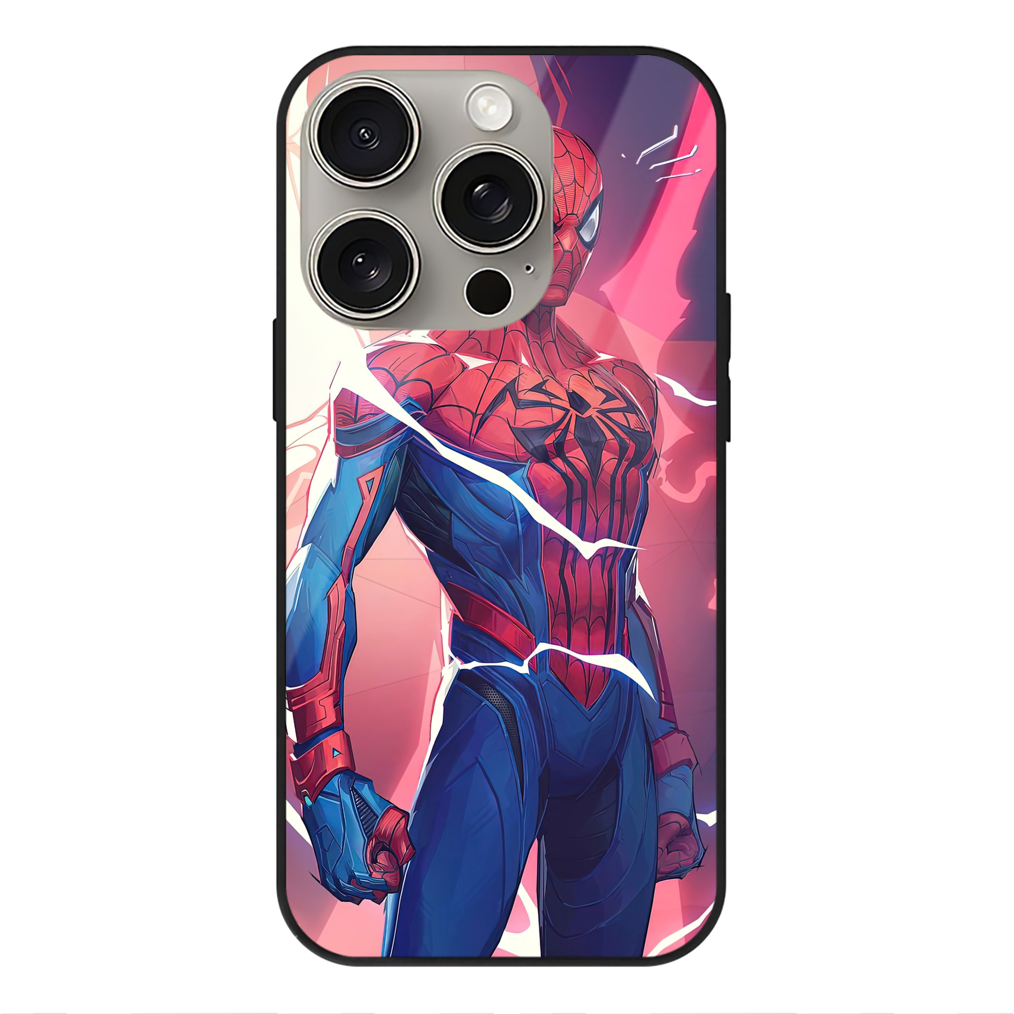 （画像用） Spider Man スパイダーマン 【iPhone15Pro対応】スマホケース 耐衝撃＆黄変防止 背面ガラス