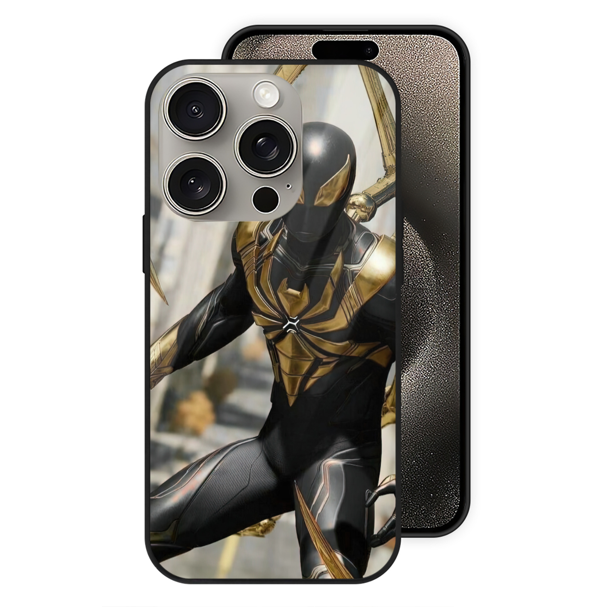 （画像用） Spider Man スパイダーマン 【iPhone15Pro対応】スマホケース 耐衝撃＆黄変防止 背面ガラス