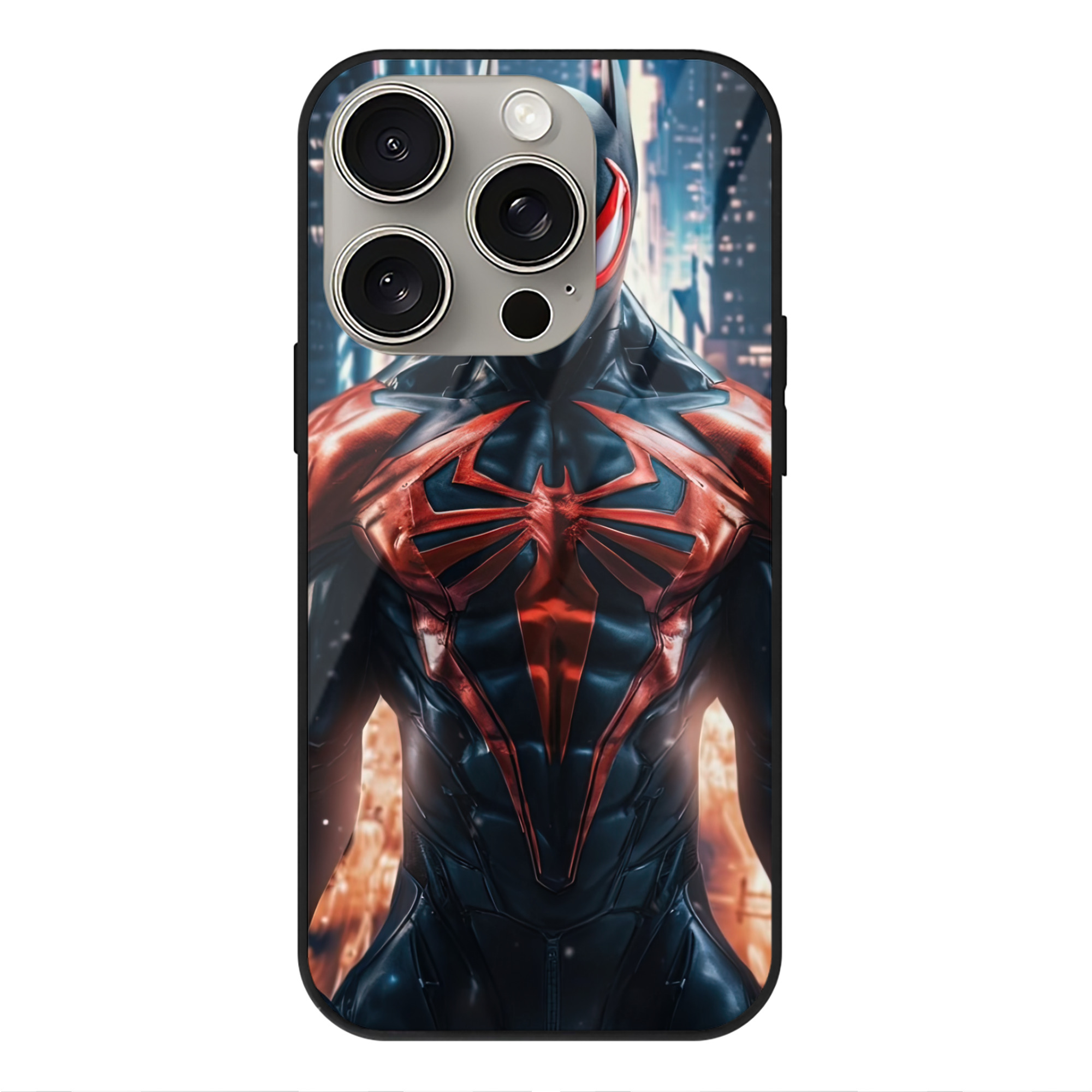 （画像用） Spider Man スパイダーマン 【iPhone15Pro対応】スマホケース 耐衝撃＆黄変防止 背面ガラス