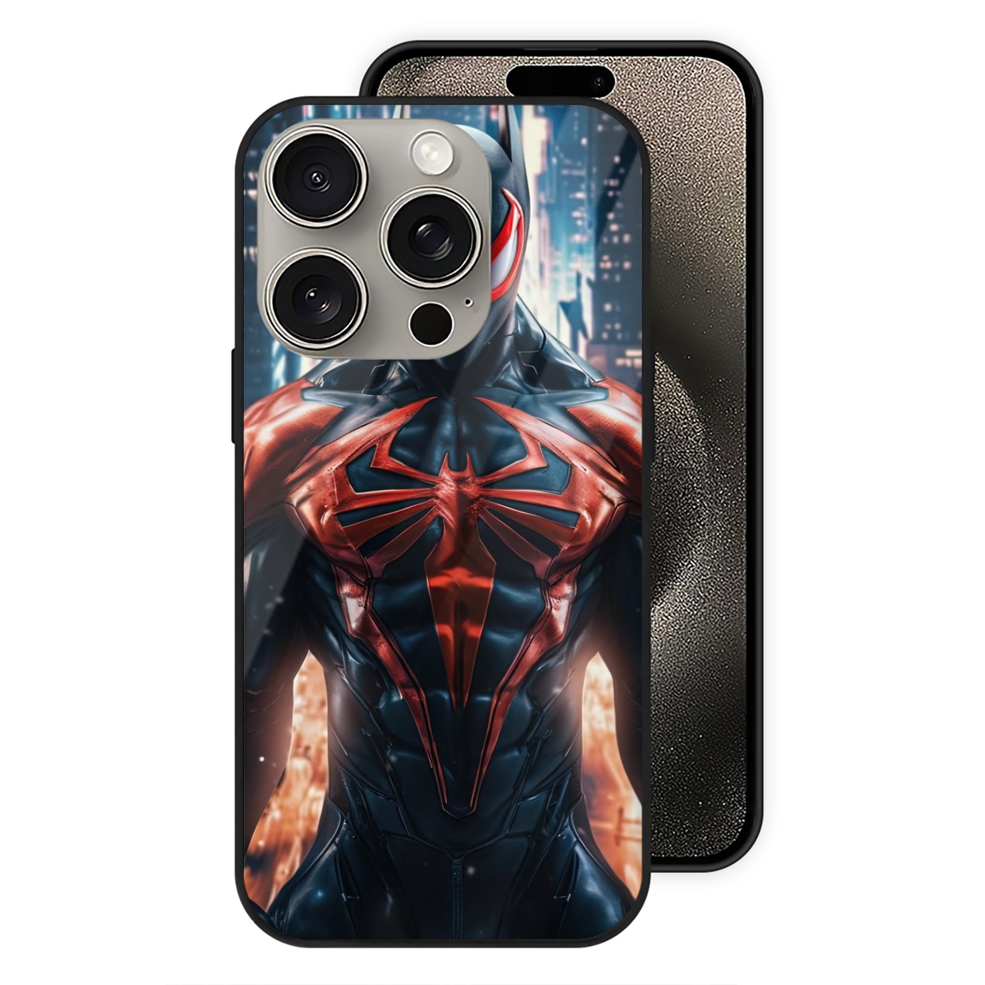 （画像用） Spider Man スパイダーマン 【iPhone15Pro対応】スマホケース 耐衝撃＆黄変防止 背面ガラス