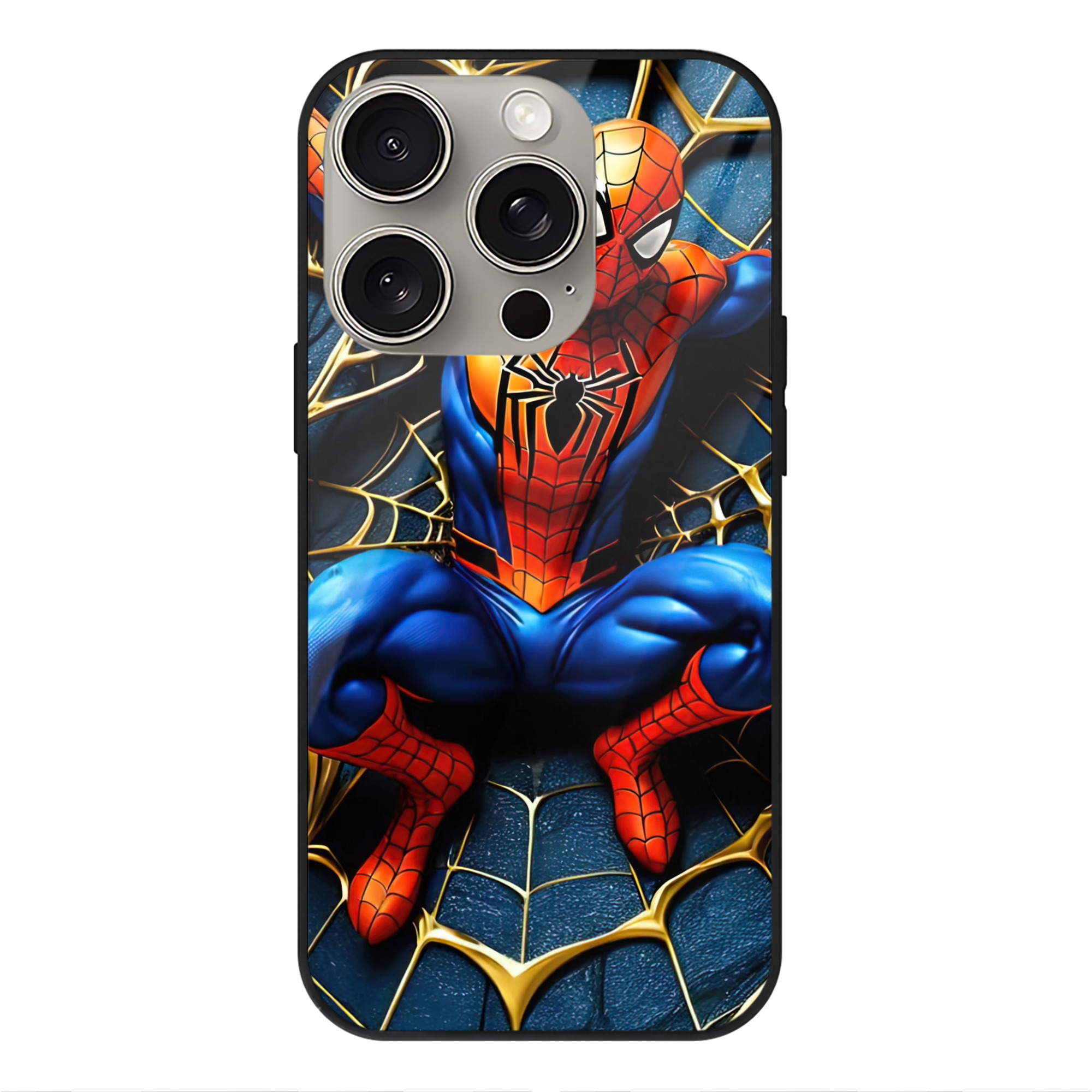 Spider Man スパイダーマン 【iPhone15Pro対応】スマホケース 耐衝撃＆黄変防止 背面ガラス