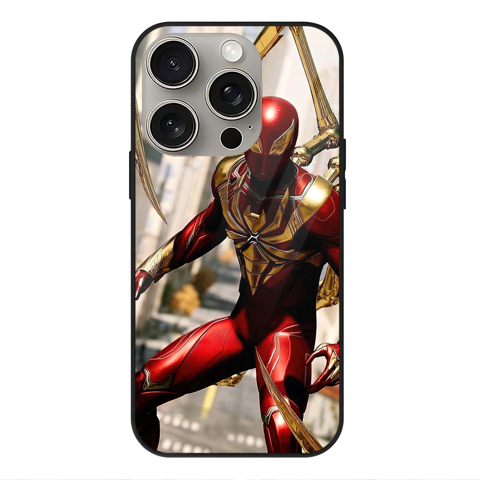 Spider Man スパイダーマン 【iPhone15Pro対応】スマホケース 耐衝撃＆黄変防止 背面ガラス