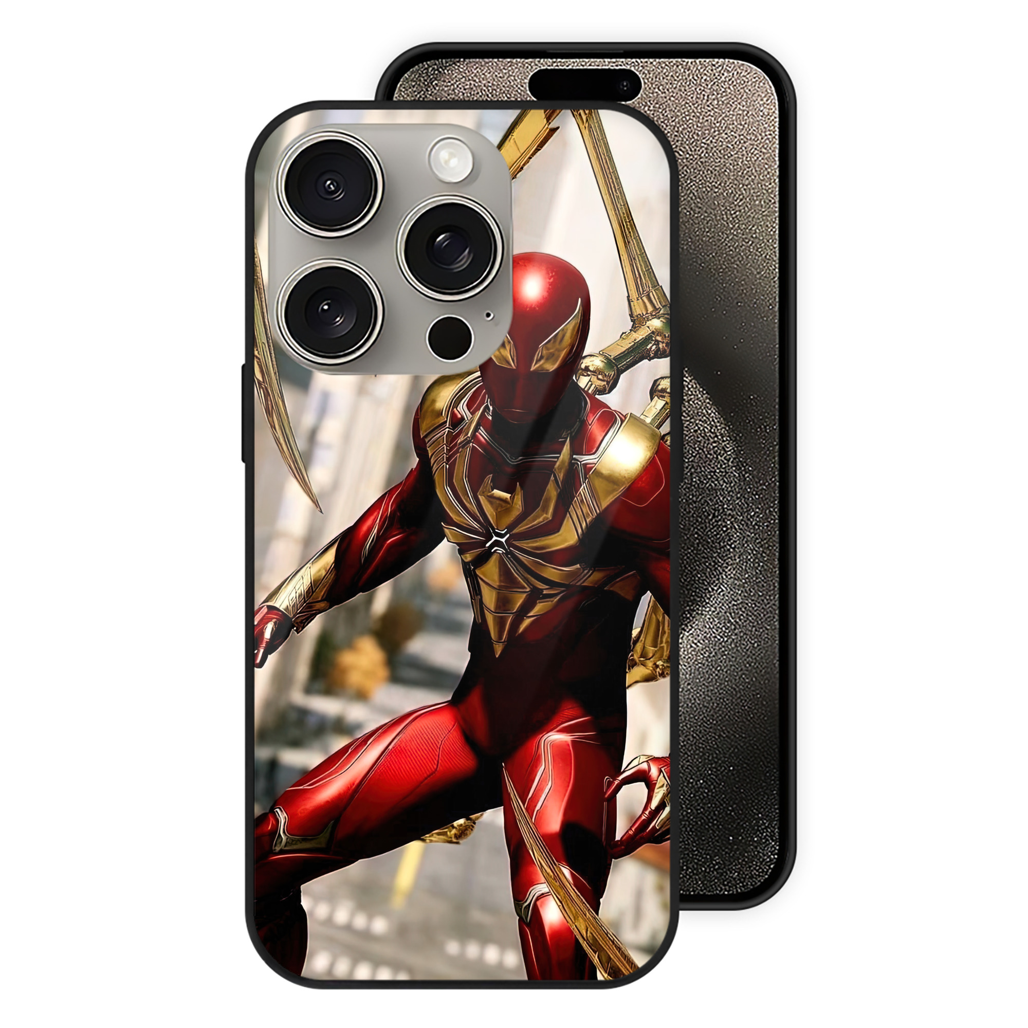 Spider Man スパイダーマン 【iPhone15Pro対応】スマホケース 耐衝撃＆黄変防止 背面ガラス