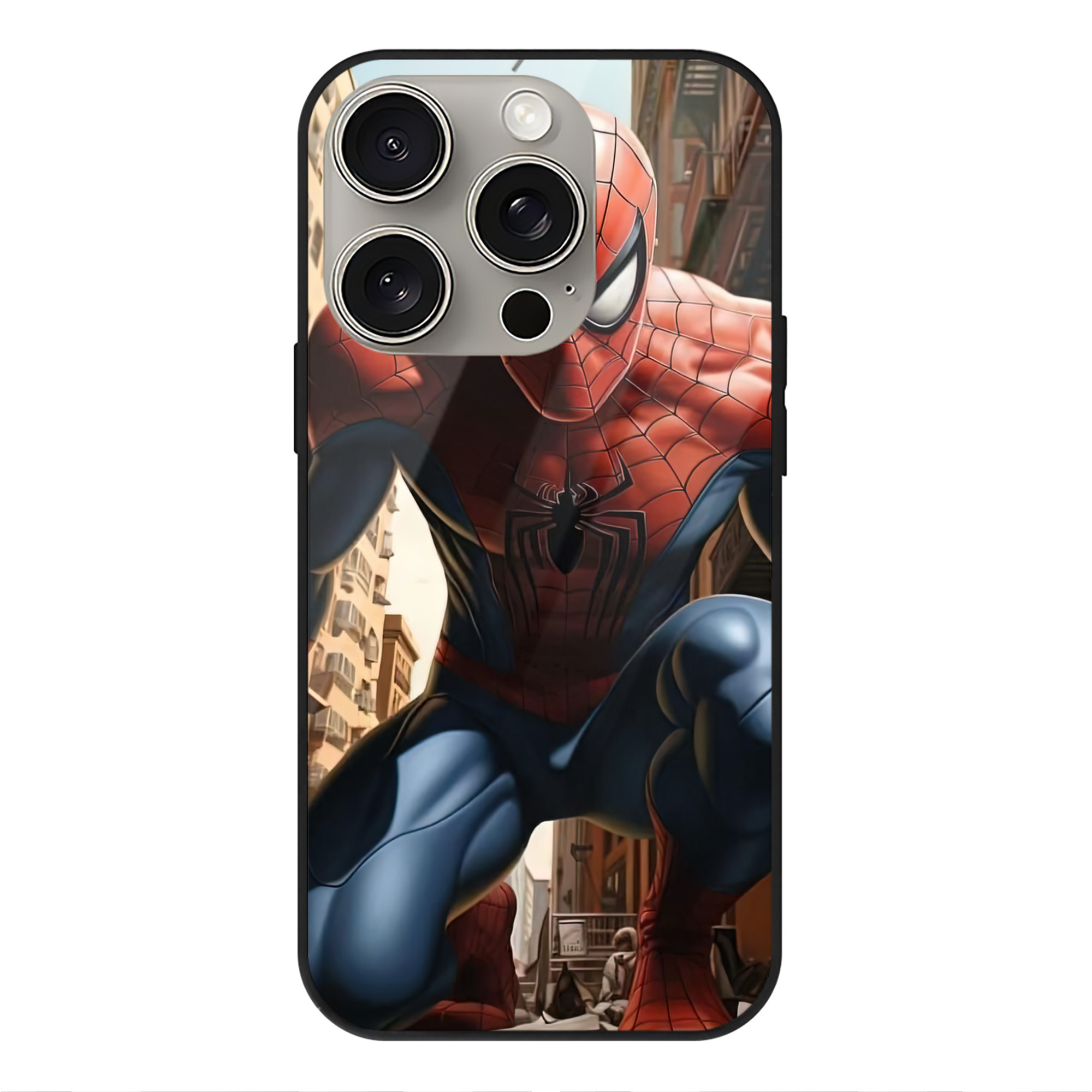 （画像用） Spider Man スパイダーマン 【iPhone15Pro対応】スマホケース 耐衝撃＆黄変防止 背面ガラス