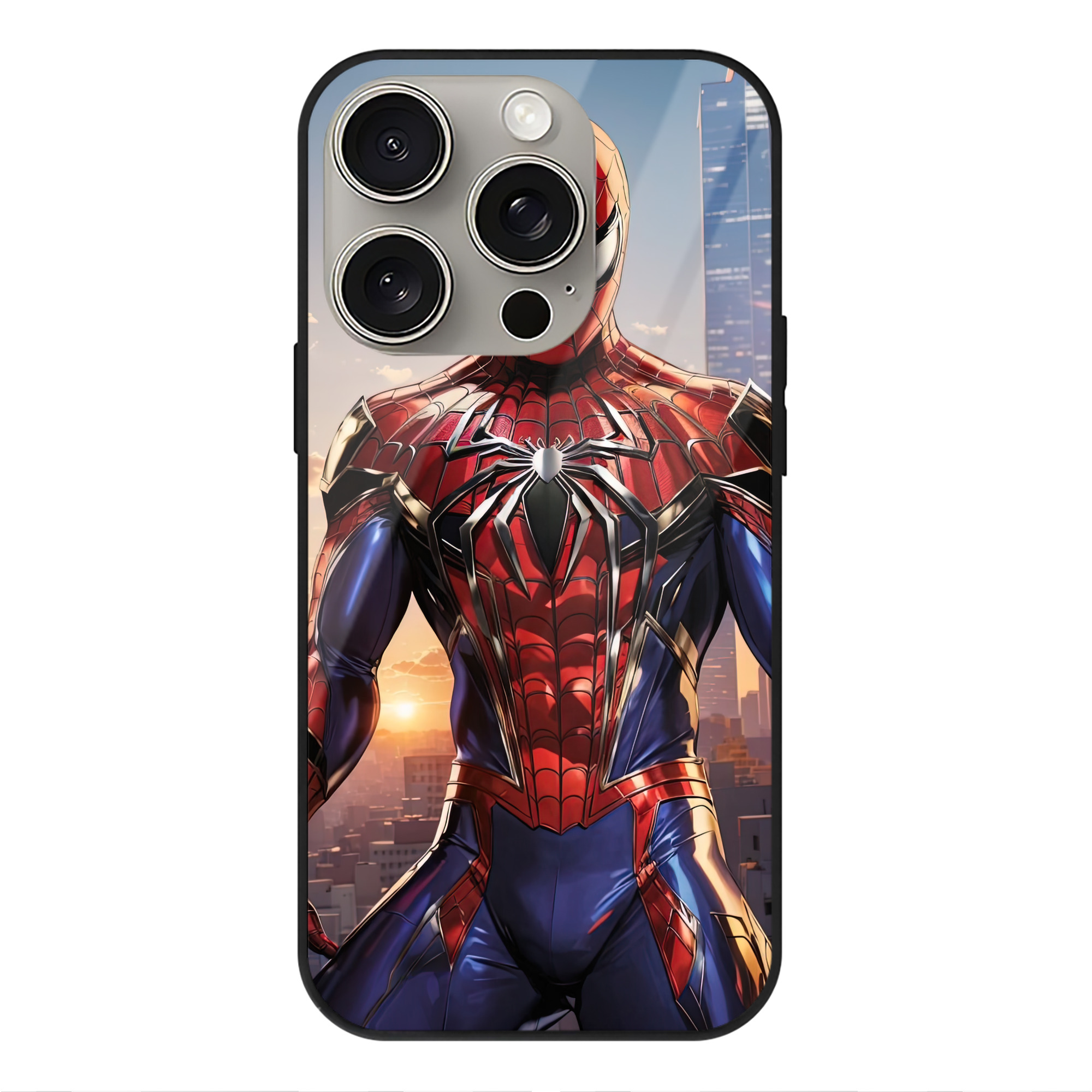 Spider Man スパイダーマン 【iPhone15Pro対応】スマホケース 耐衝撃＆黄変防止 背面ガラス